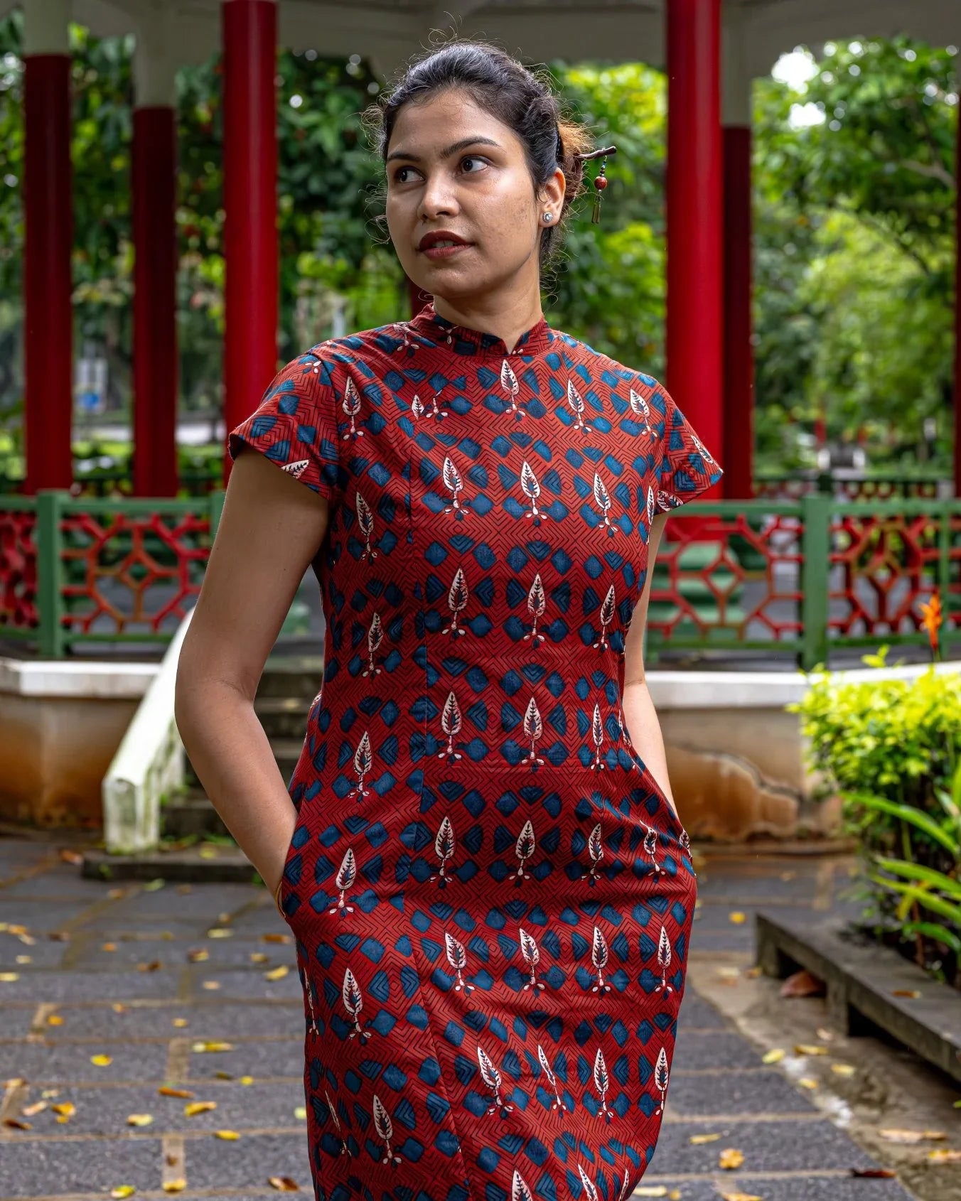 NIMBU | Celestial Women's Dress With Pockets In Red
