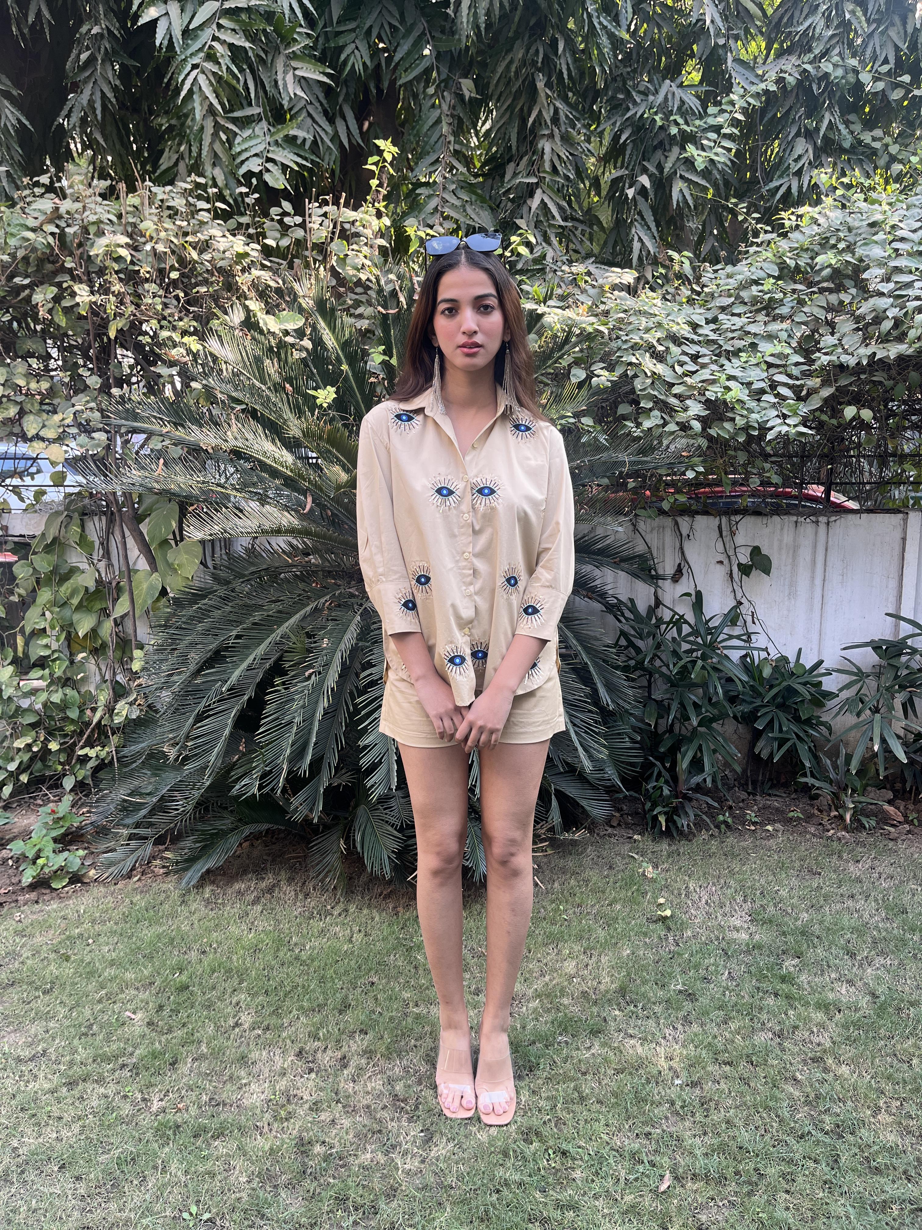 DIVAS CLOSET | Evil Eye Shirt Beige