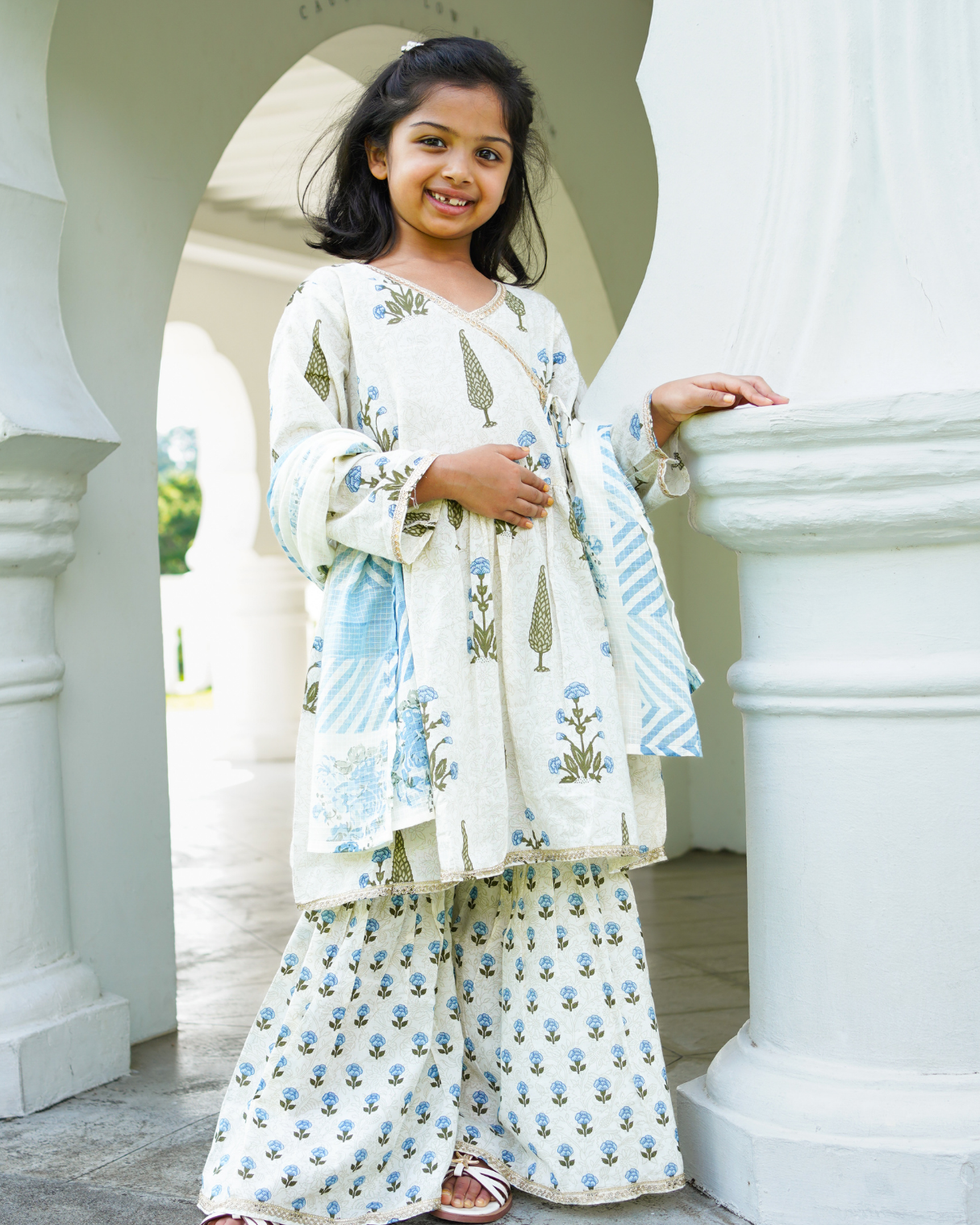 NIMBU | Shaheen Blue Angarkha Sharara