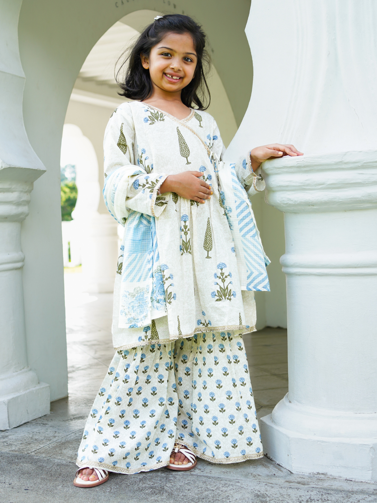 NIMBU | Shaheen Blue Angarkha Sharara