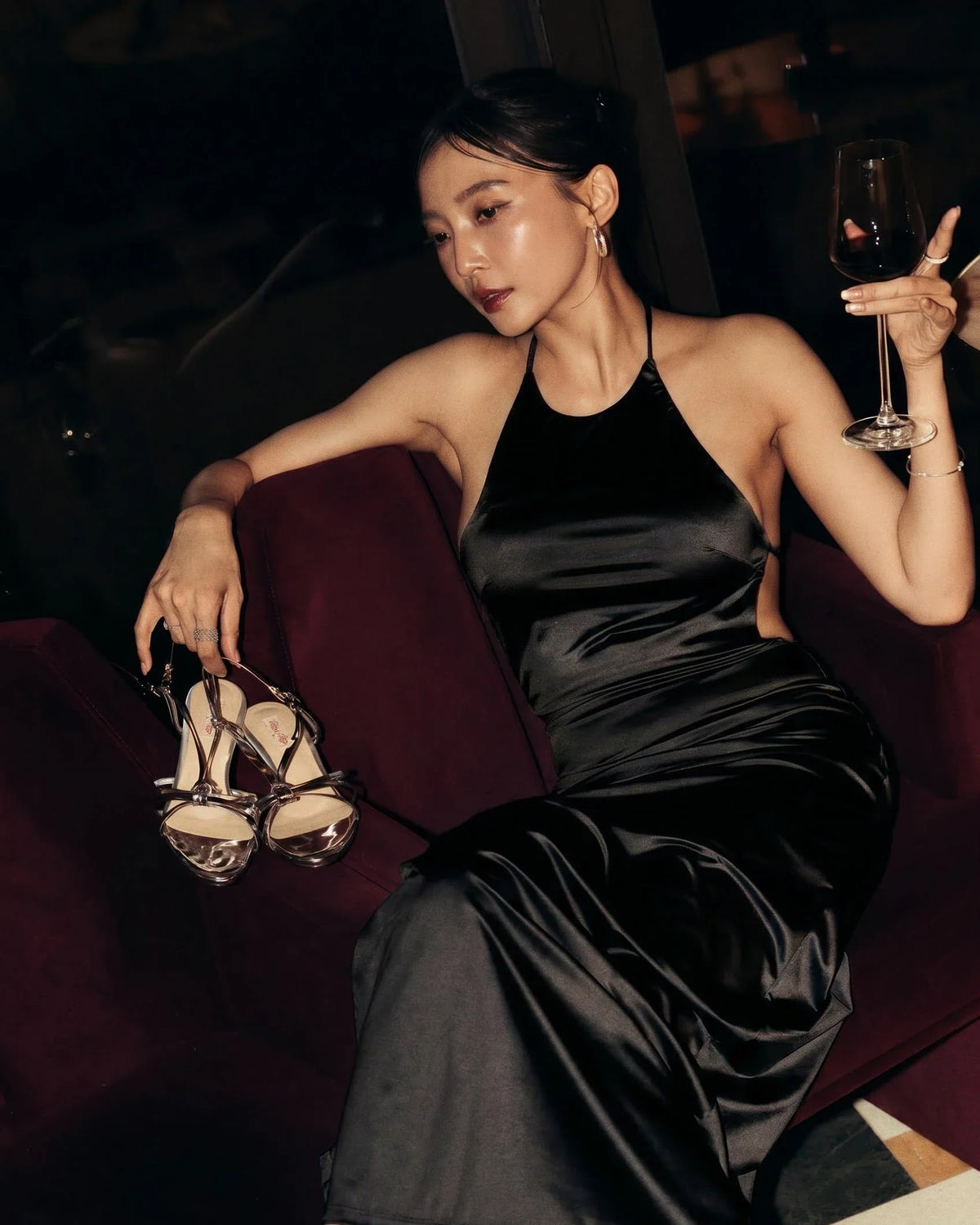 HÁI THE LABEL | Second Skin Satiny | Nocturne Satin Dress | Onyx Black