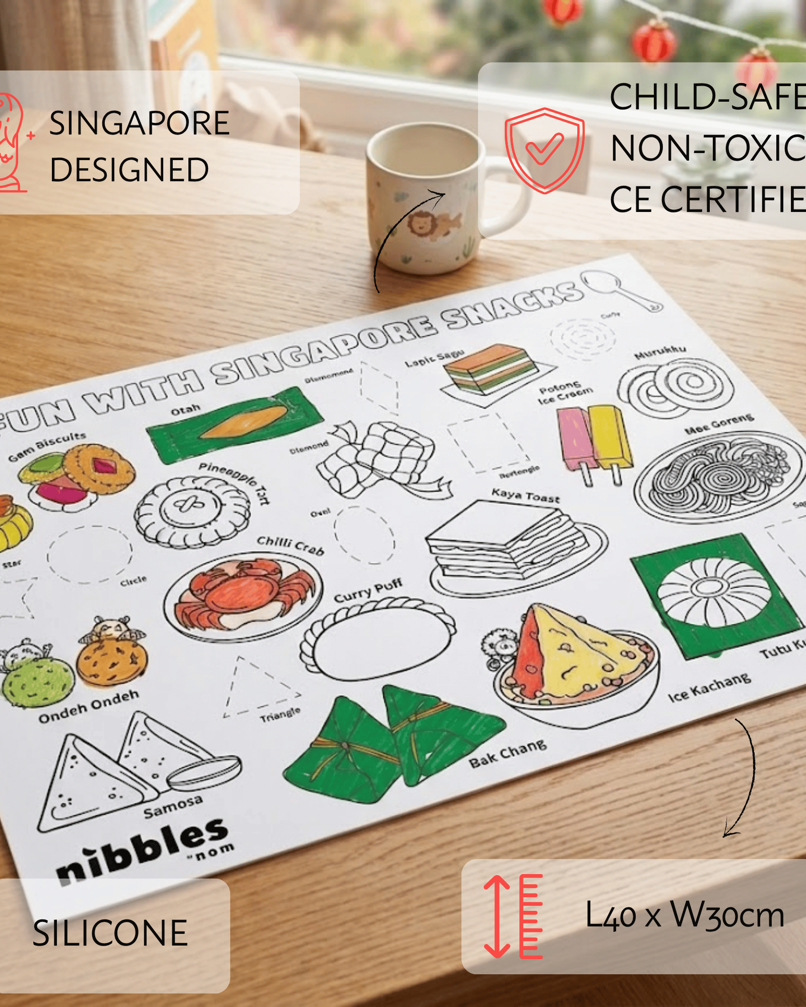 NOM | Nibbles by Nom SG Snacks Silicone Colouring Mat
