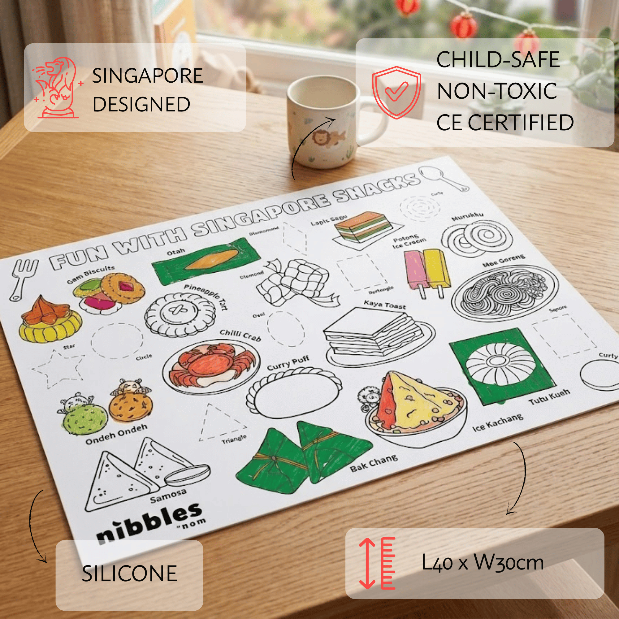 NOM | Nibbles by Nom SG Snacks Silicone Colouring Mat