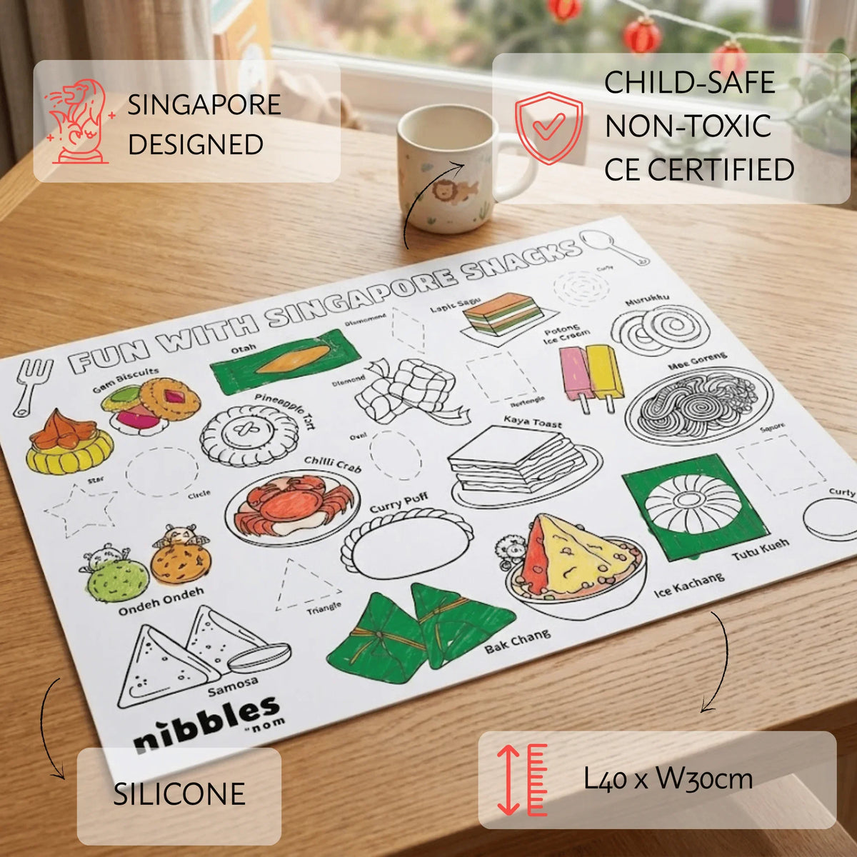 NOM | Nibbles by Nom SG Snacks Silicone Colouring Mat