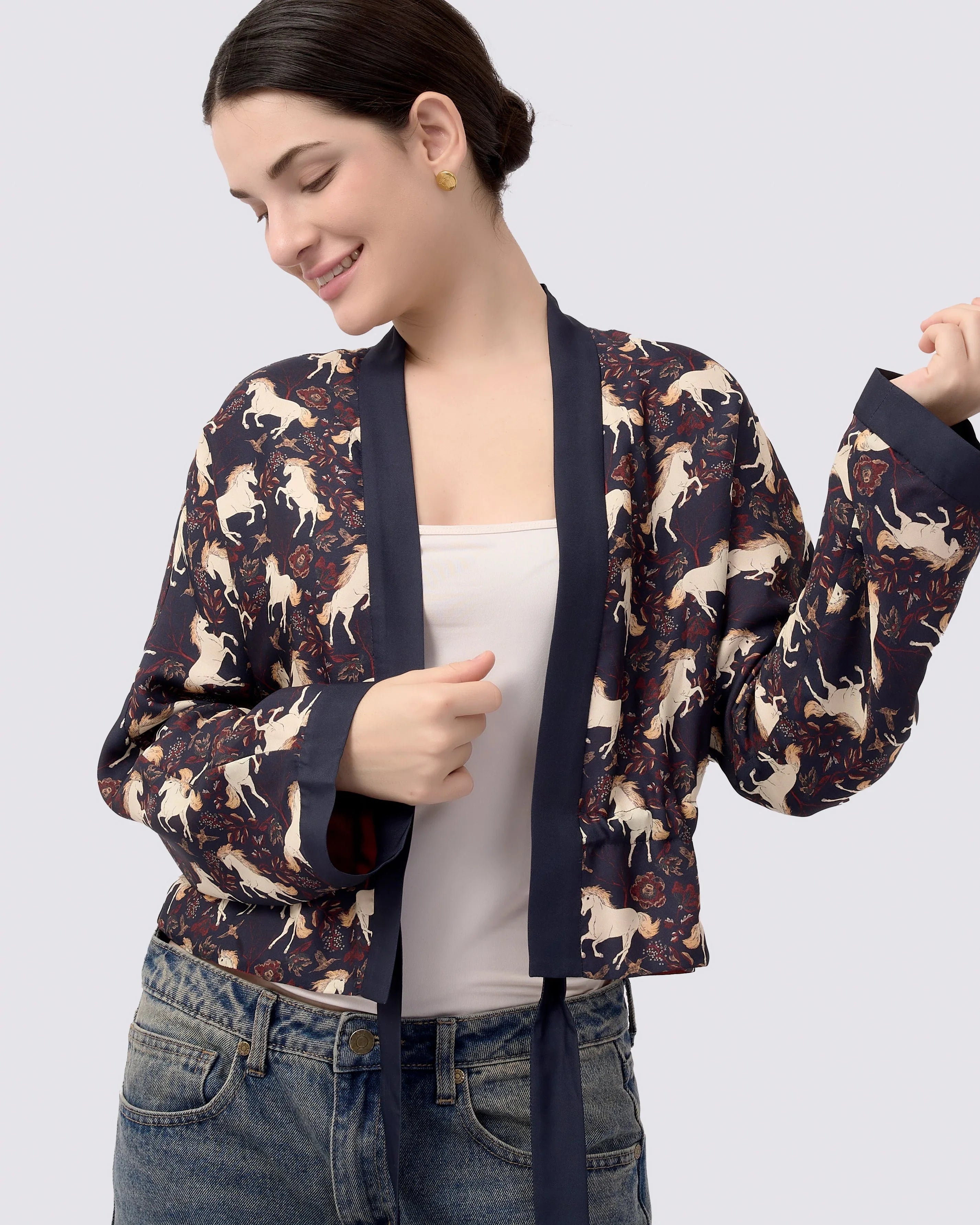 STUDIO QILING | Unicorn Midnight Reversible Cropped Kimono