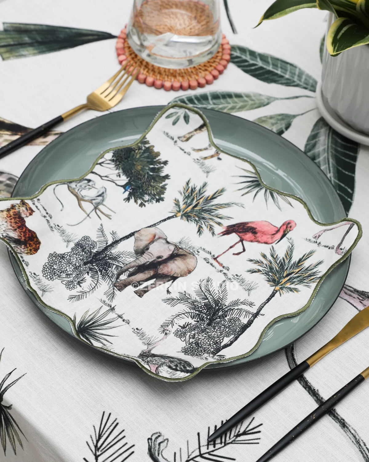 MEJA | The Aventure Africaine’ Cocktail Napkin - Marshmallow Print (Set Of 2)