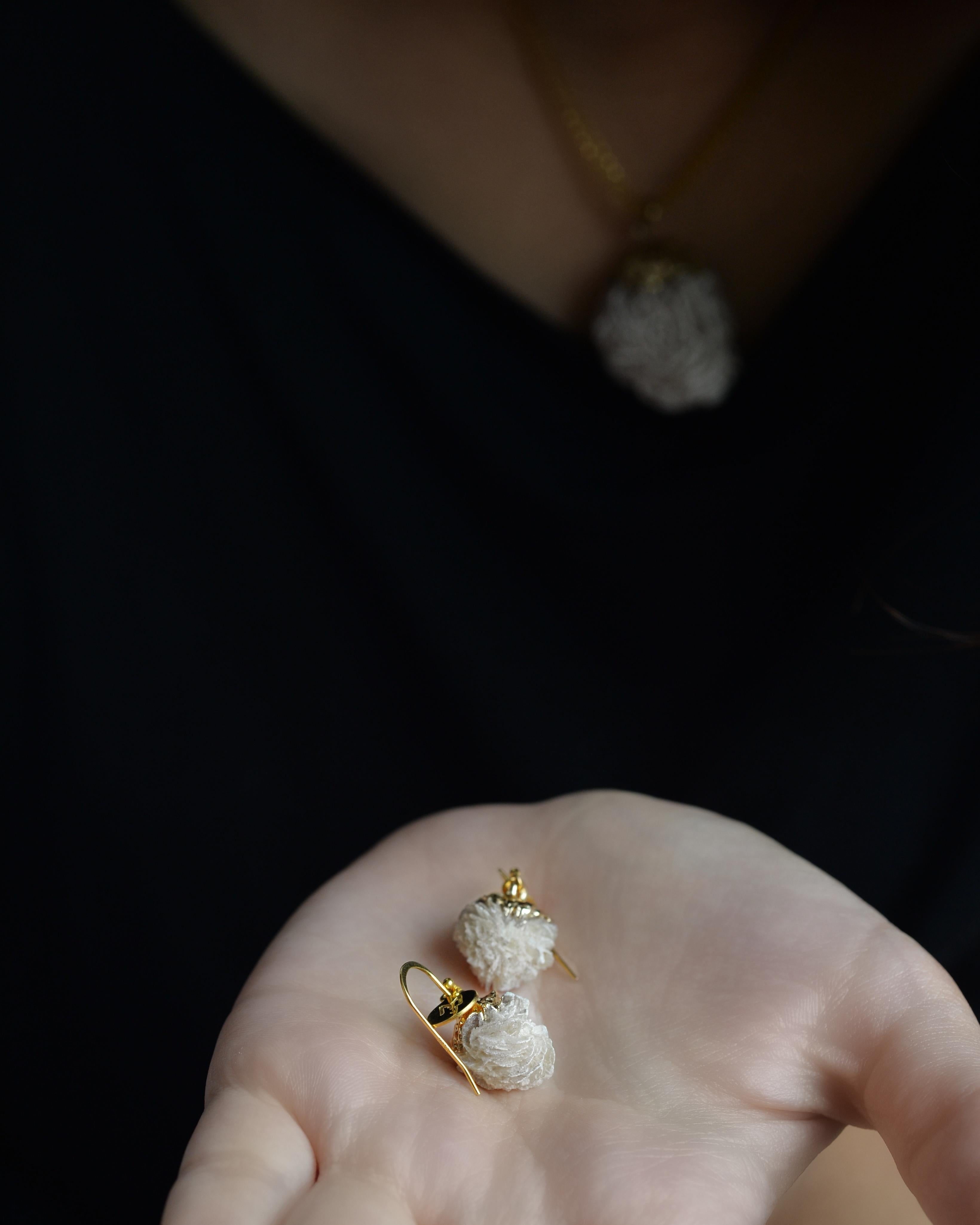 MARILYN TAN JEWELLERY | Beige Mini Desert Rose Gold Hook Earrings