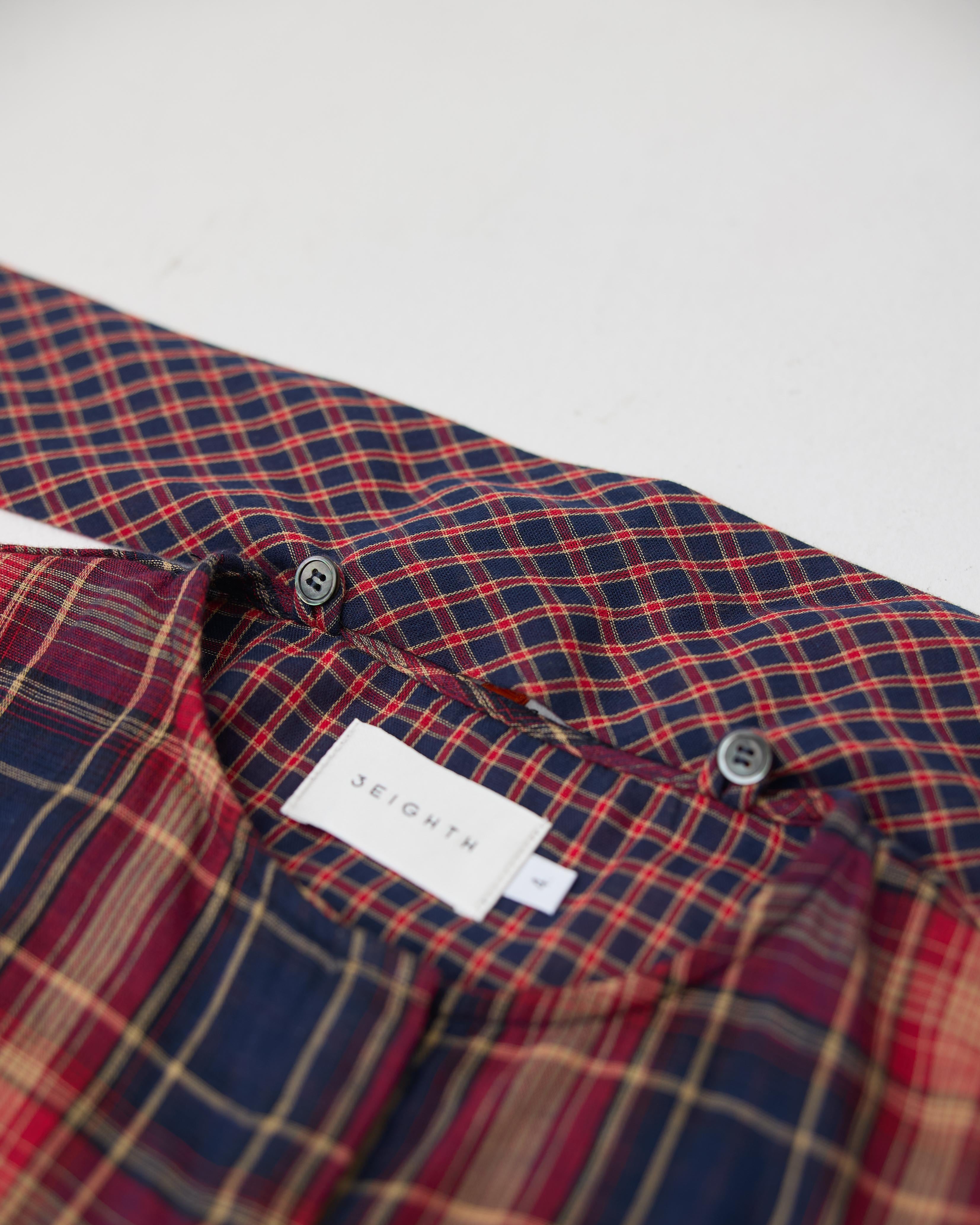 3EIGHTH | Nimai 2-Way Scarf Top In Red Tartan Gauze