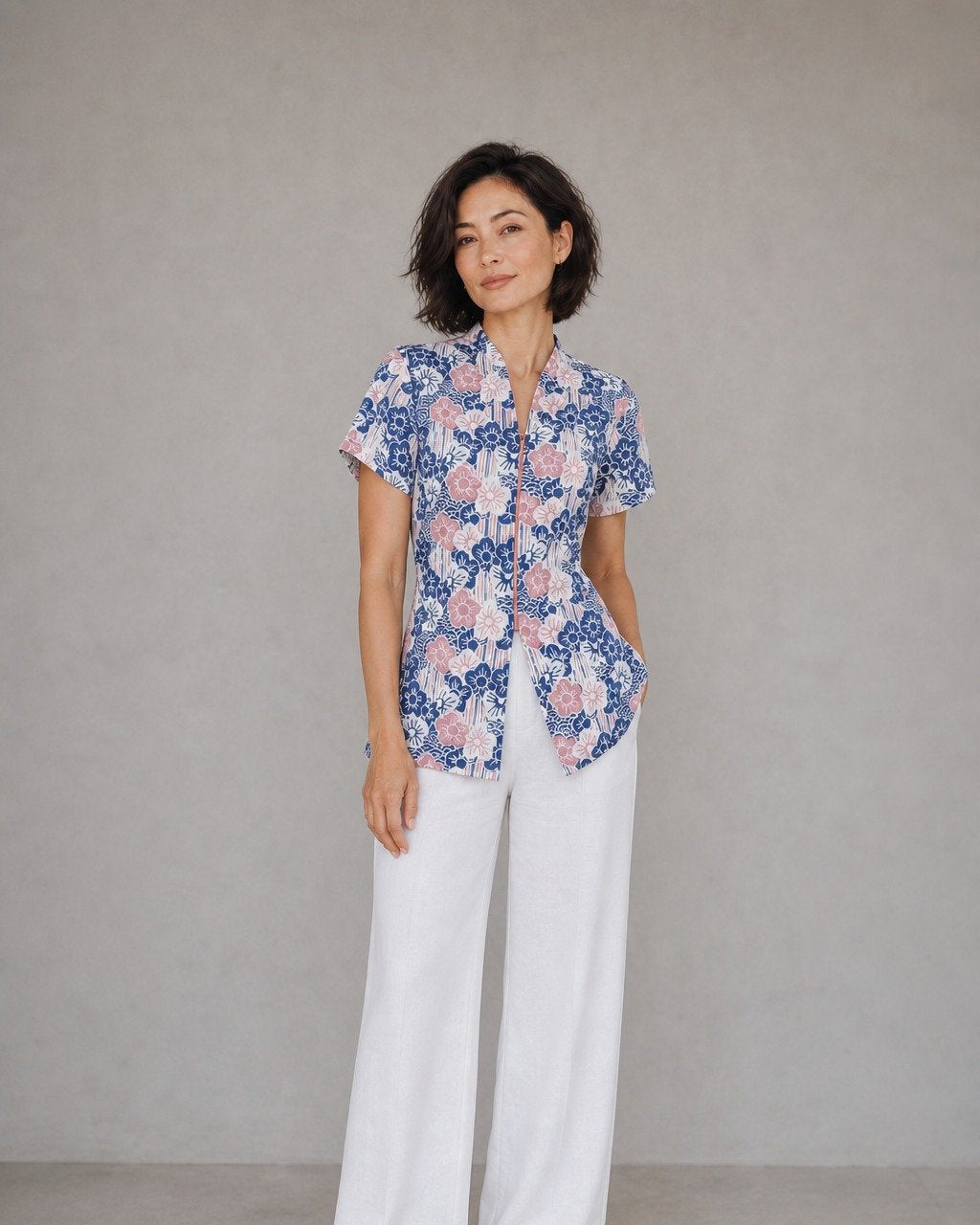 ANS.EIN | BANGKIT Blue & Pink Batik Kebaya Peplum Top