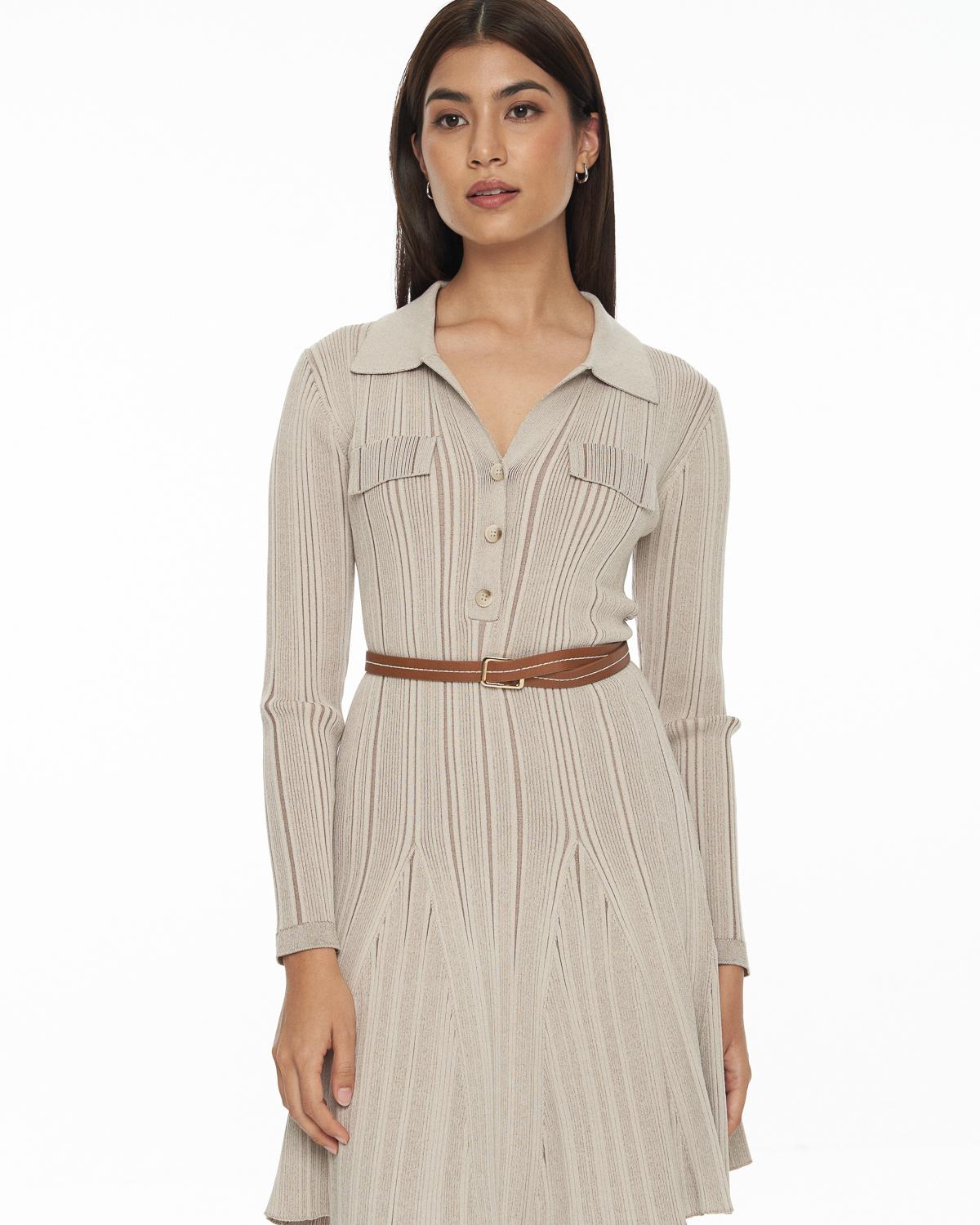 DRESSINGPAULA | 2-Toned Ribbed-Knit Dress