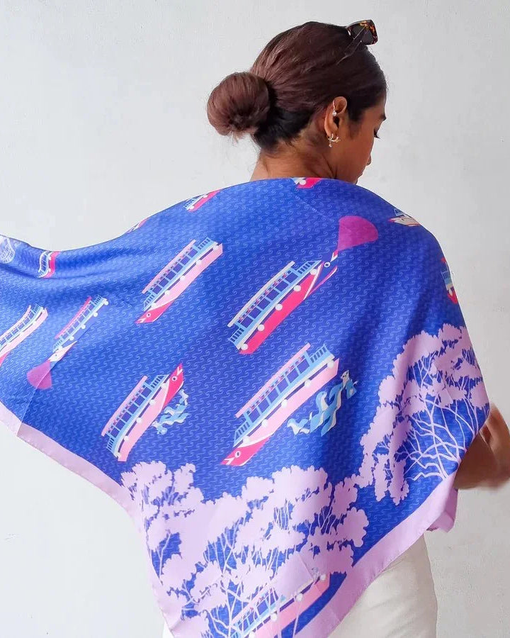 BINARY STYLE | Night At Singapore Quay 100% Premium Silk Scarf