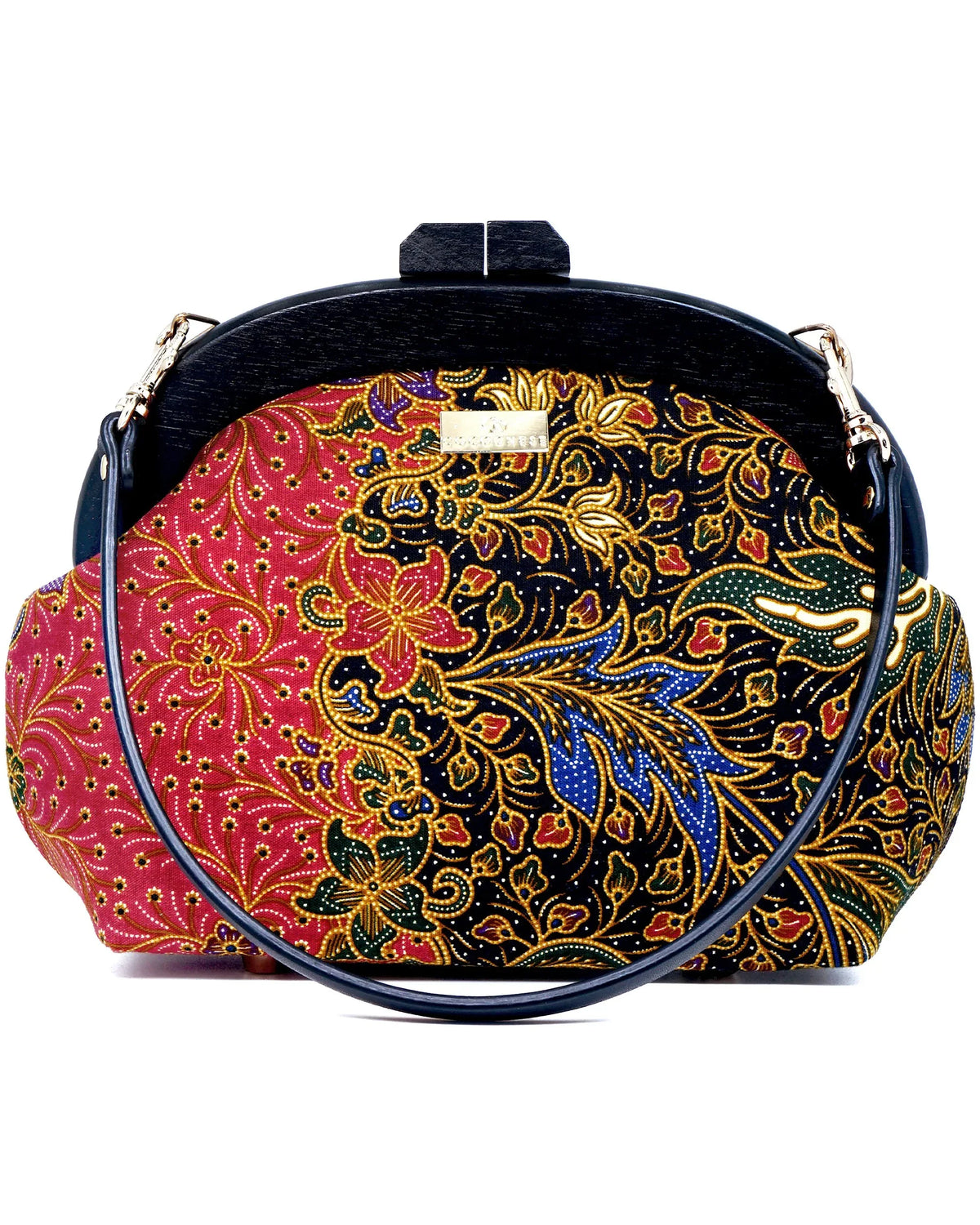 COCOONESE | Round Crossbody Bag With Wooden Frame - Moonlit Garden