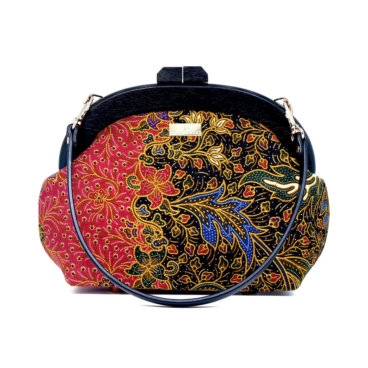 COCOONESE | Round Crossbody Bag With Wooden Frame - Moonlit Garden