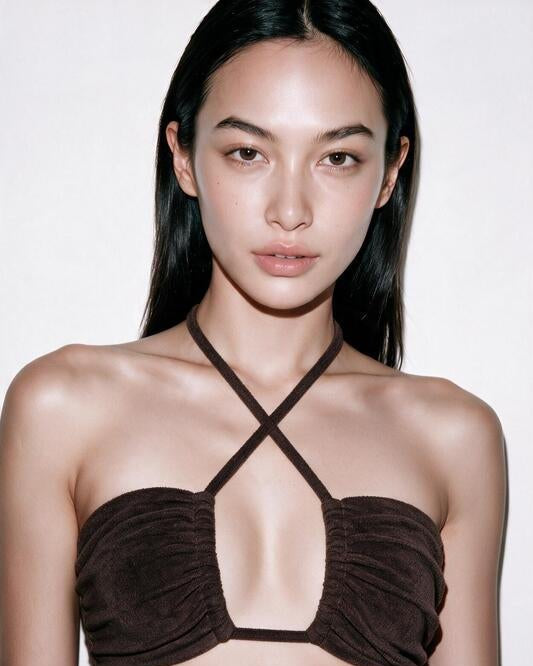 HAI THE LABEL | Teddy Bear Drawstring Criss-Cross Bandeau Top - Jellyboo Brown