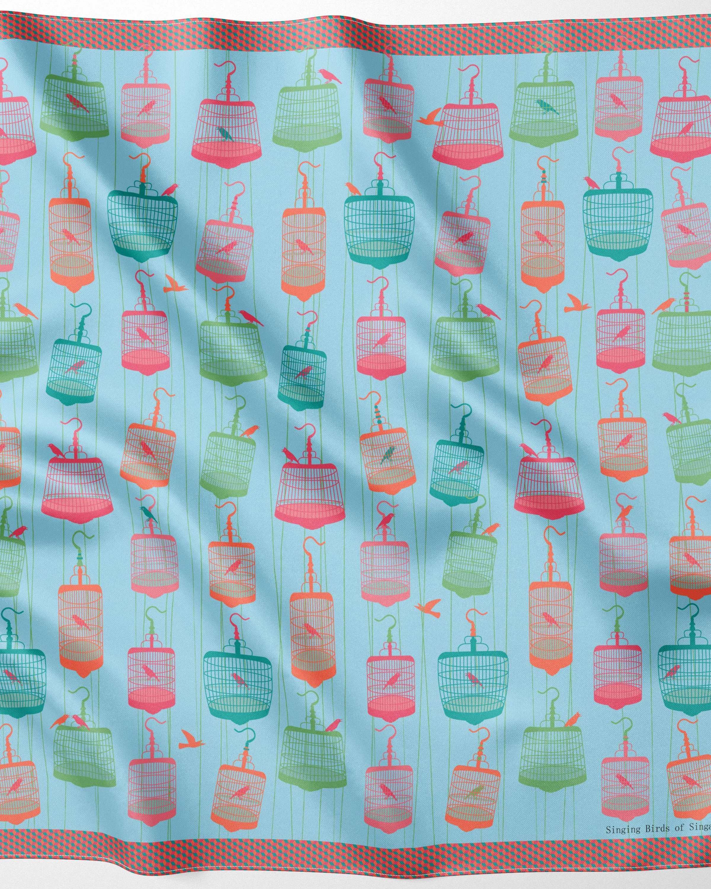 BINARY STYLE | Singapore Song Bird Premium Silk Scarf