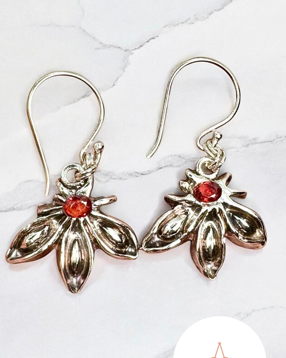 CREATIVE JEWELLERY STUDIO | Orange Sapphire, Silver Star Anise Earrings by Annyun