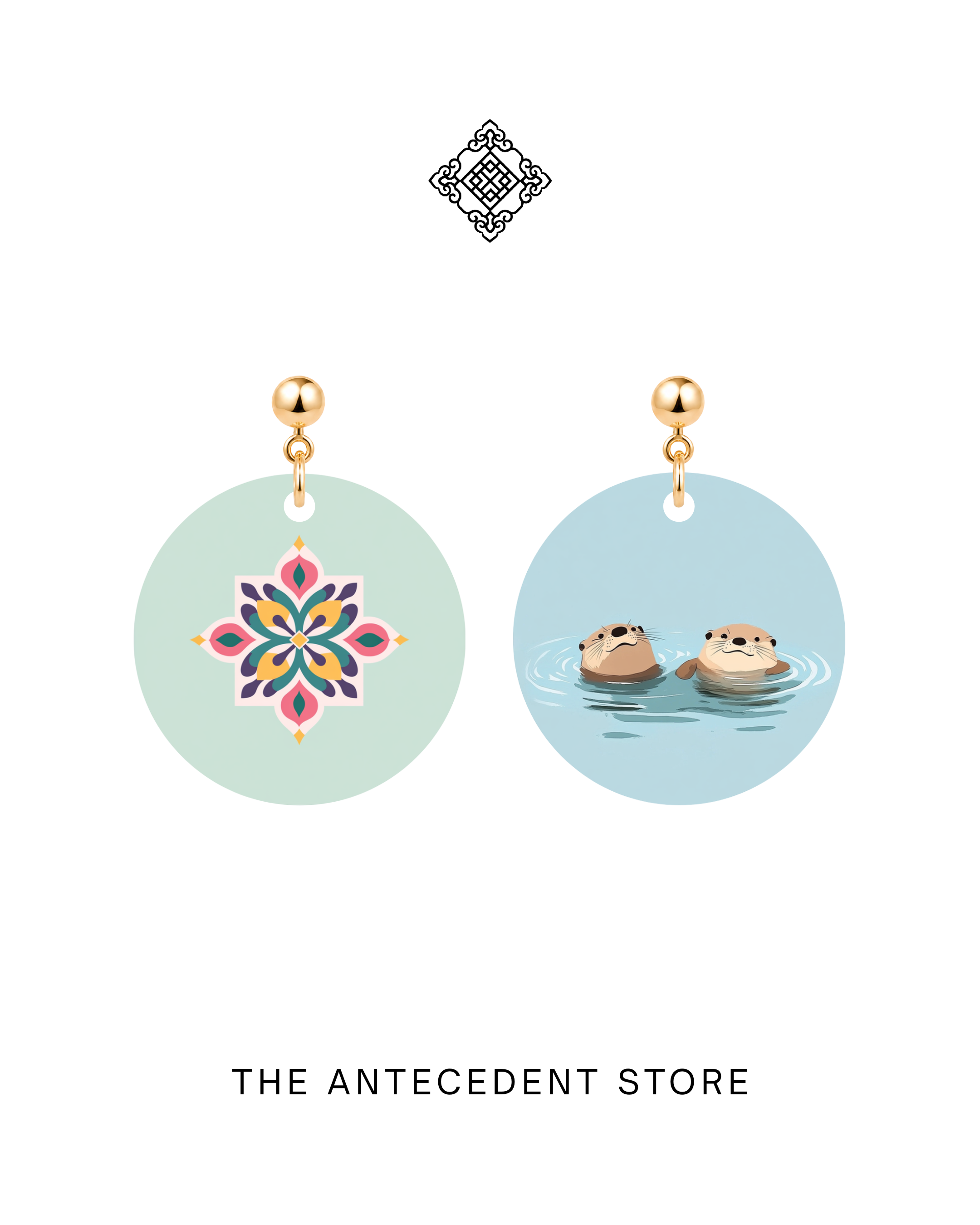 THE ANTECEDENT STORE | Peranakan Tile & Otters Earrings