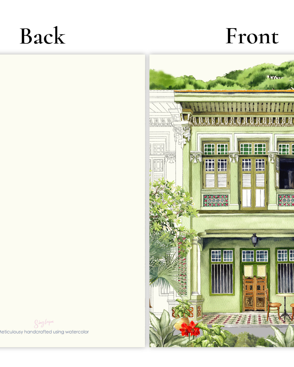 SINGLAPA | Green Shophouse Greeting Card