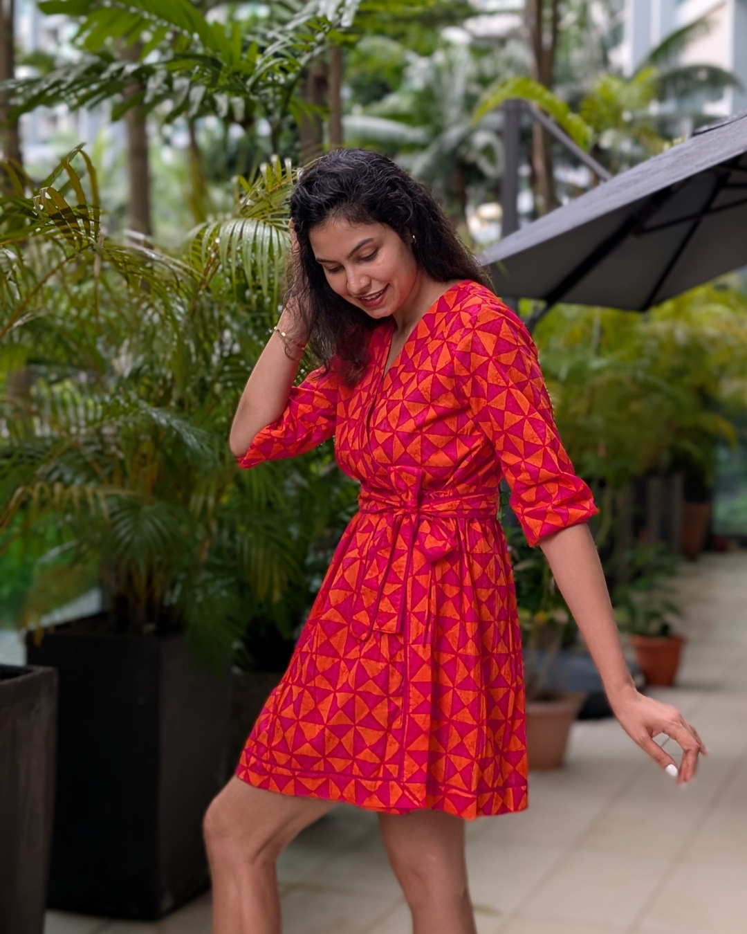 NIMBU | Havana Tango Sorbet Wrap Dress in Cotton
