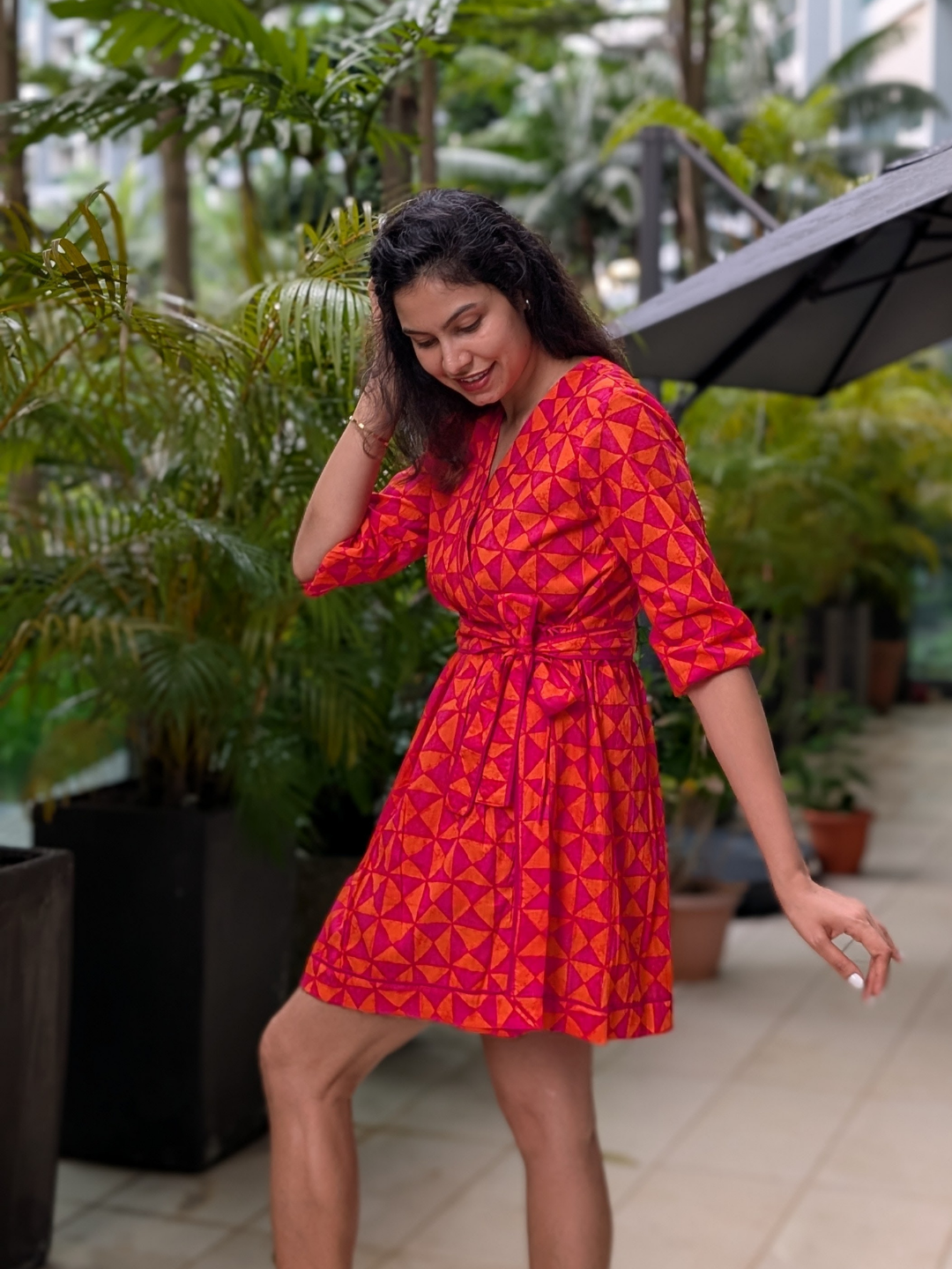 NIMBU | Havana Tango Sorbet Wrap Dress in Cotton