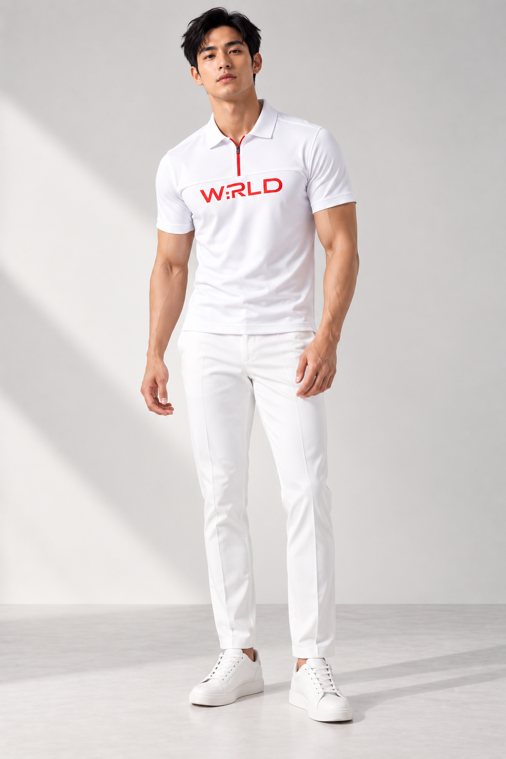 WRLD | LOGOIST ZIP POLO | WHITE
