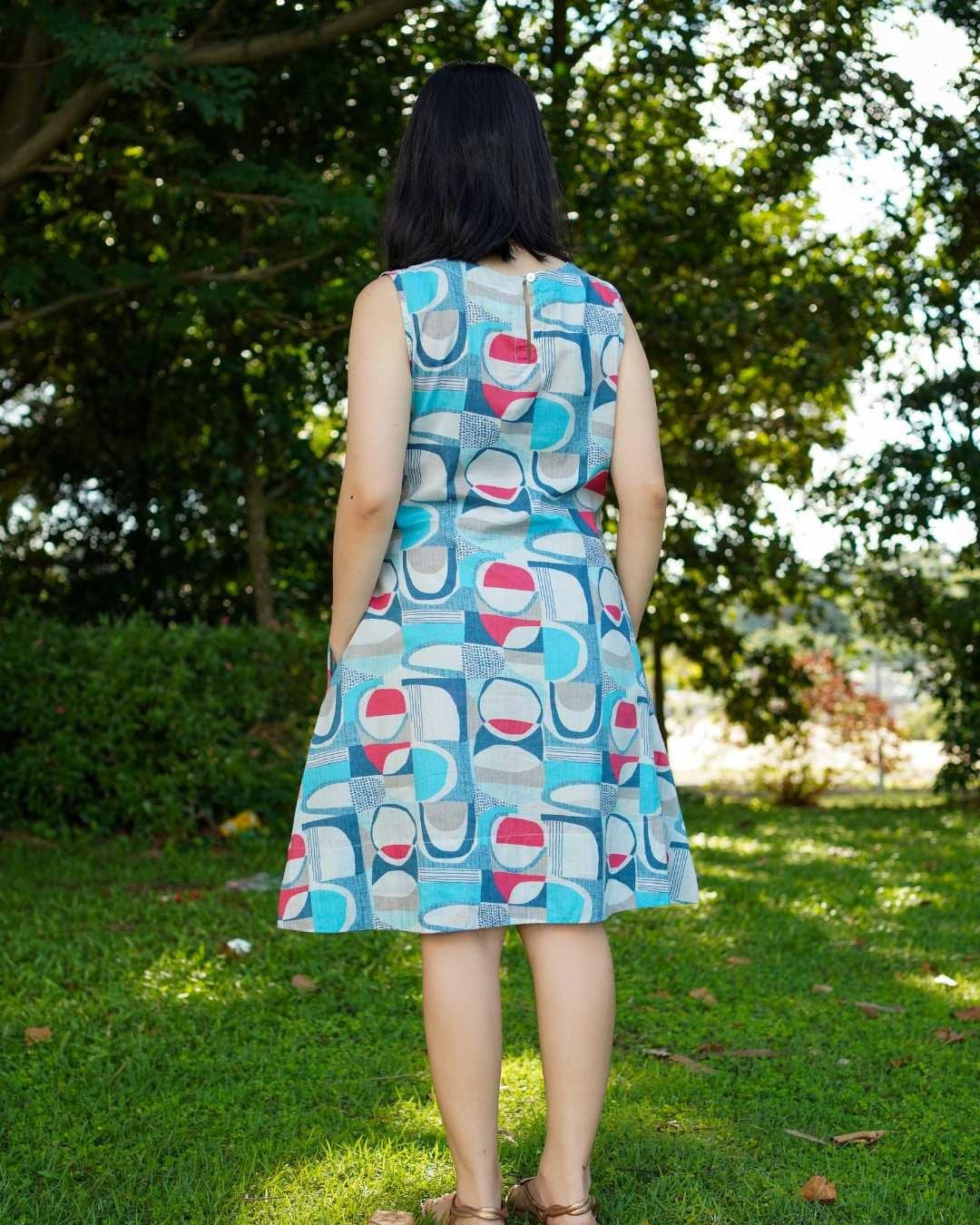 NIMBU | Isla Coral Blue Women's A-Line Dress