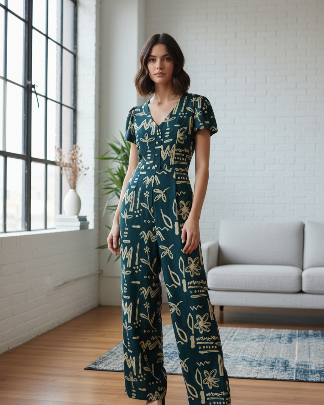 NIMBU | Moana Teal Women's Jumpsuit in Cotton