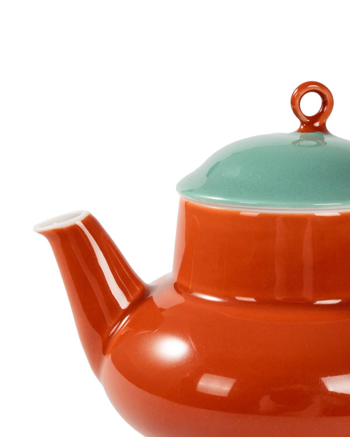 CRAFILAB | Brick Red & Turquoise Round Teapot