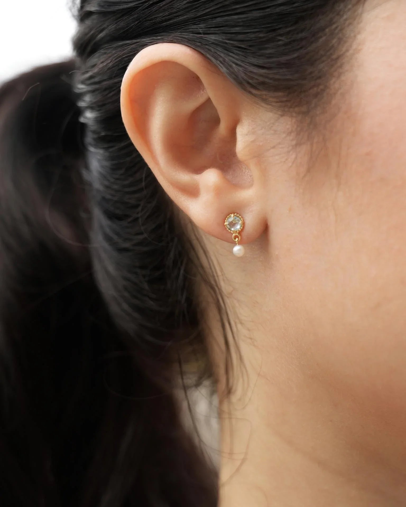 EMBRACE JEWELLERY | Pearl Whisper Drops With Blue Topaz