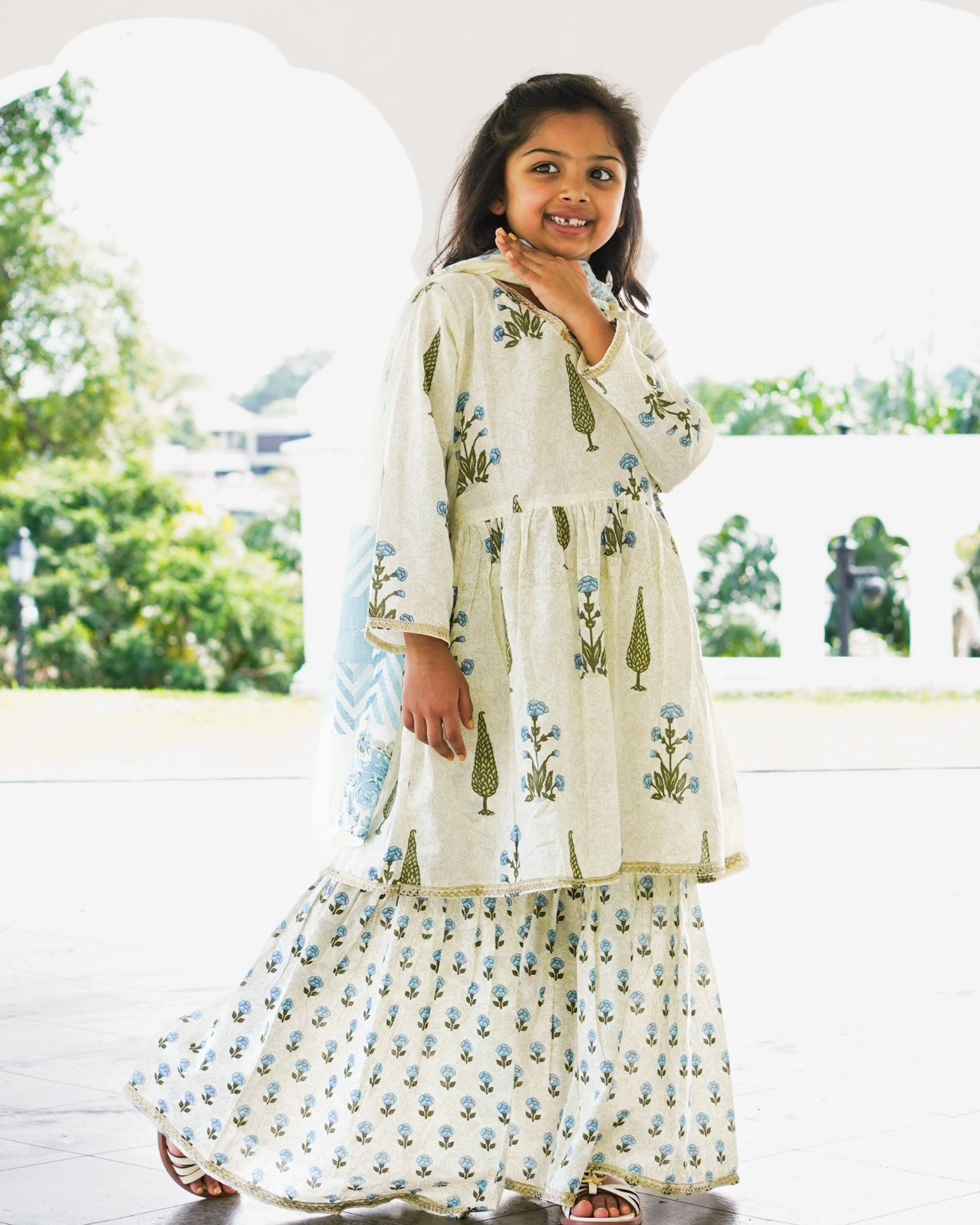 NIMBU | Shaheen Blue Angarkha Sharara