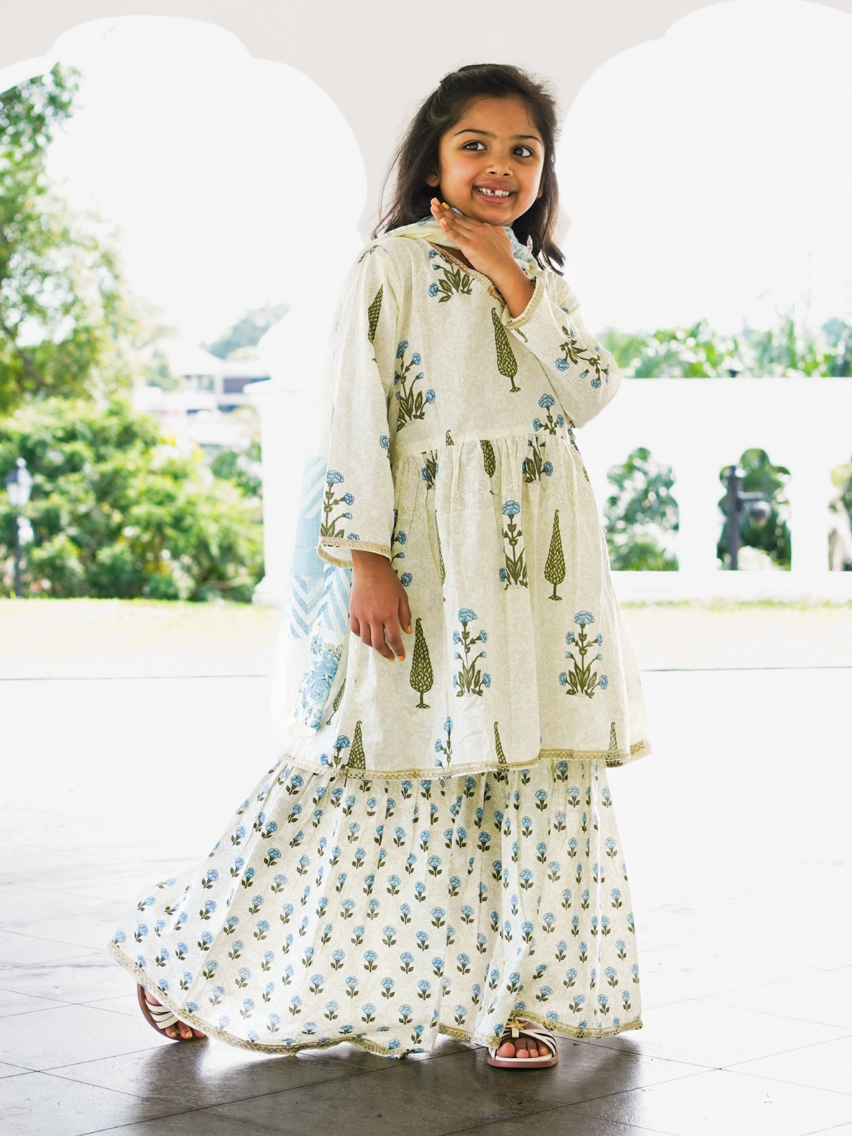 NIMBU | Shaheen Blue Angarkha Sharara