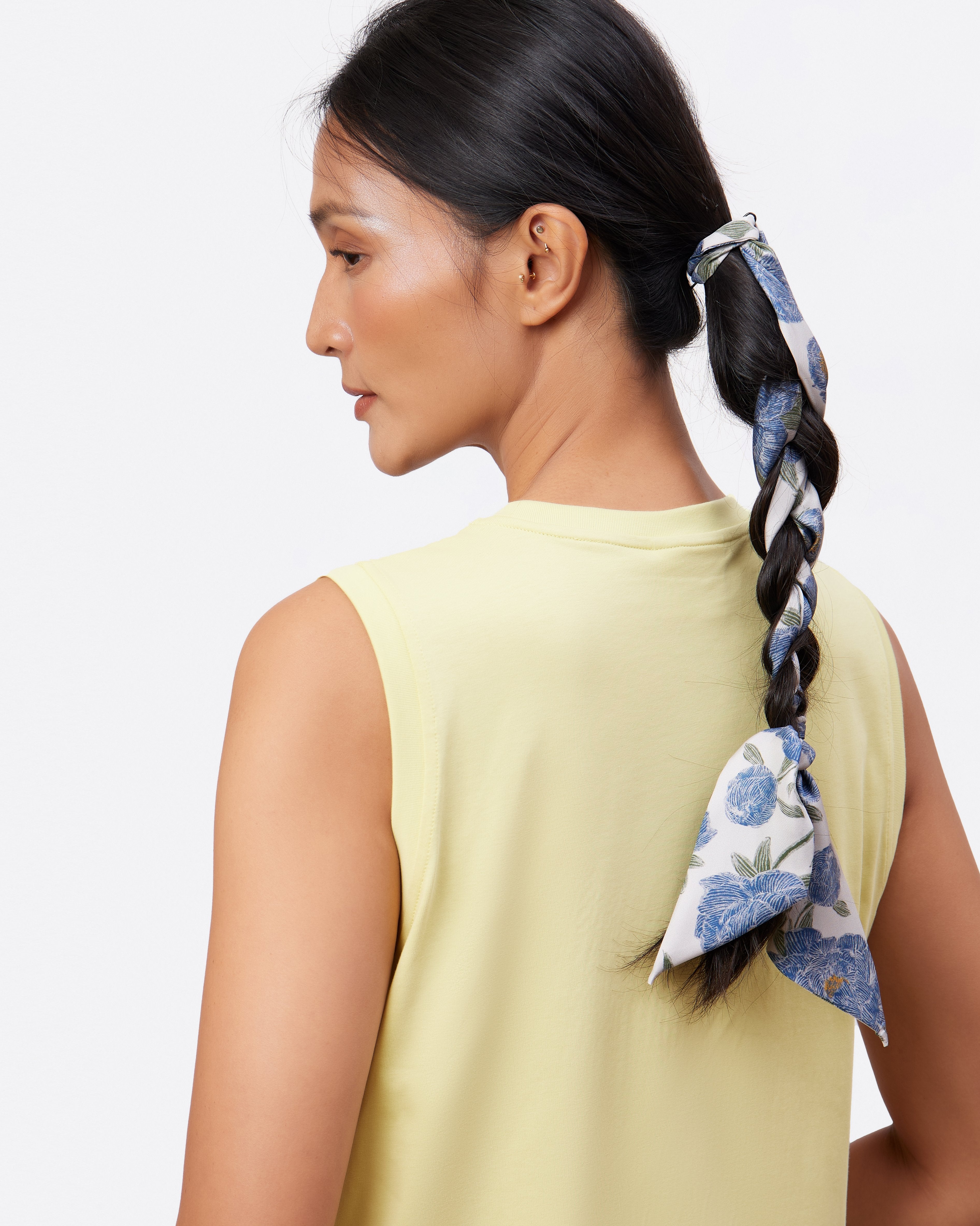 STUDIO QILING | Peony Blue Silk Bandeau 120