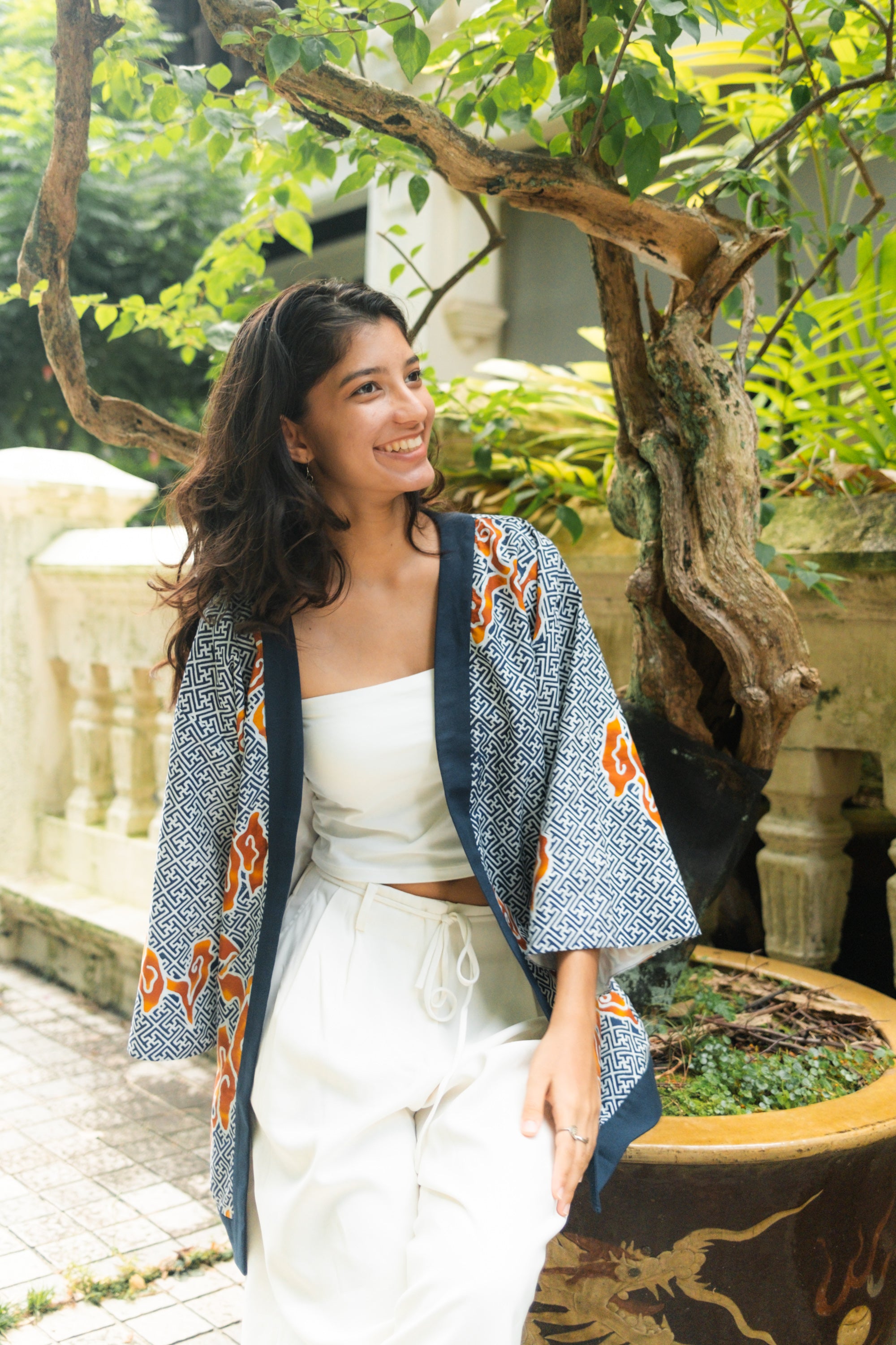 STUDIO GYPSIED | Batik Unisex Jacket In Tumbuh Indigo