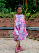 NIMBU | Hanna Pink Girls Umbrella Dress In Flex Cotton