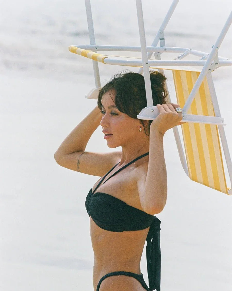 HÁI THE LABEL | Stardust Ruched Thong Bikini Bottom Navy