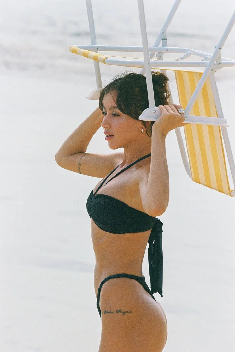 HÁI THE LABEL | Stardust Ruched Thong Bikini Bottom Navy