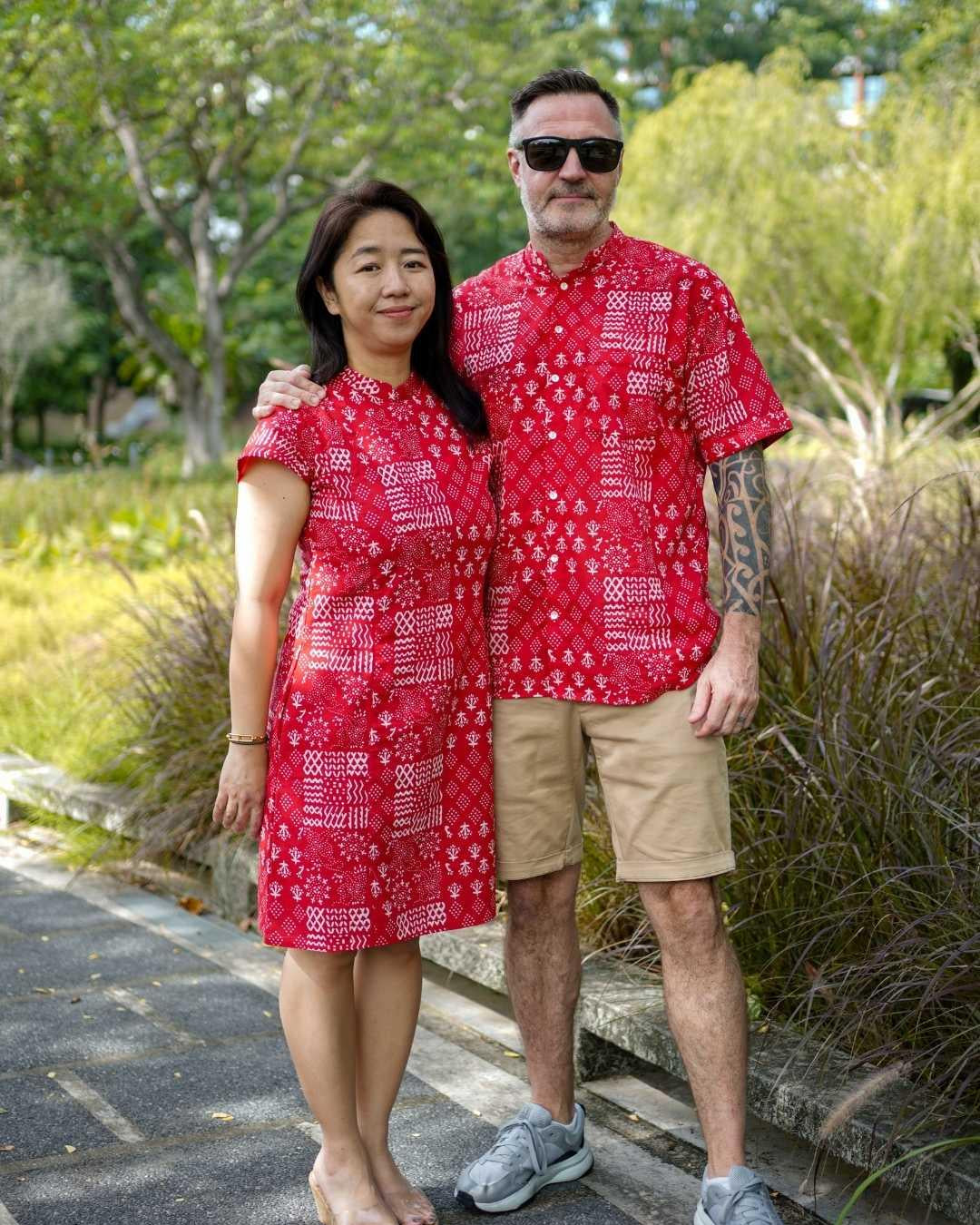 NIMBU | Ember Red Men Mandarin Cotton Shirt