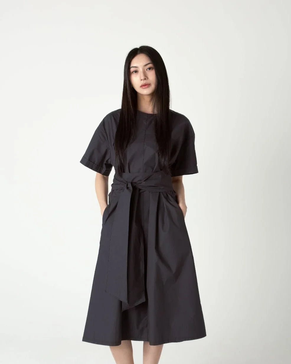 SAERO COLLECTIVE | Wrapline Dress | Charcoal Grey