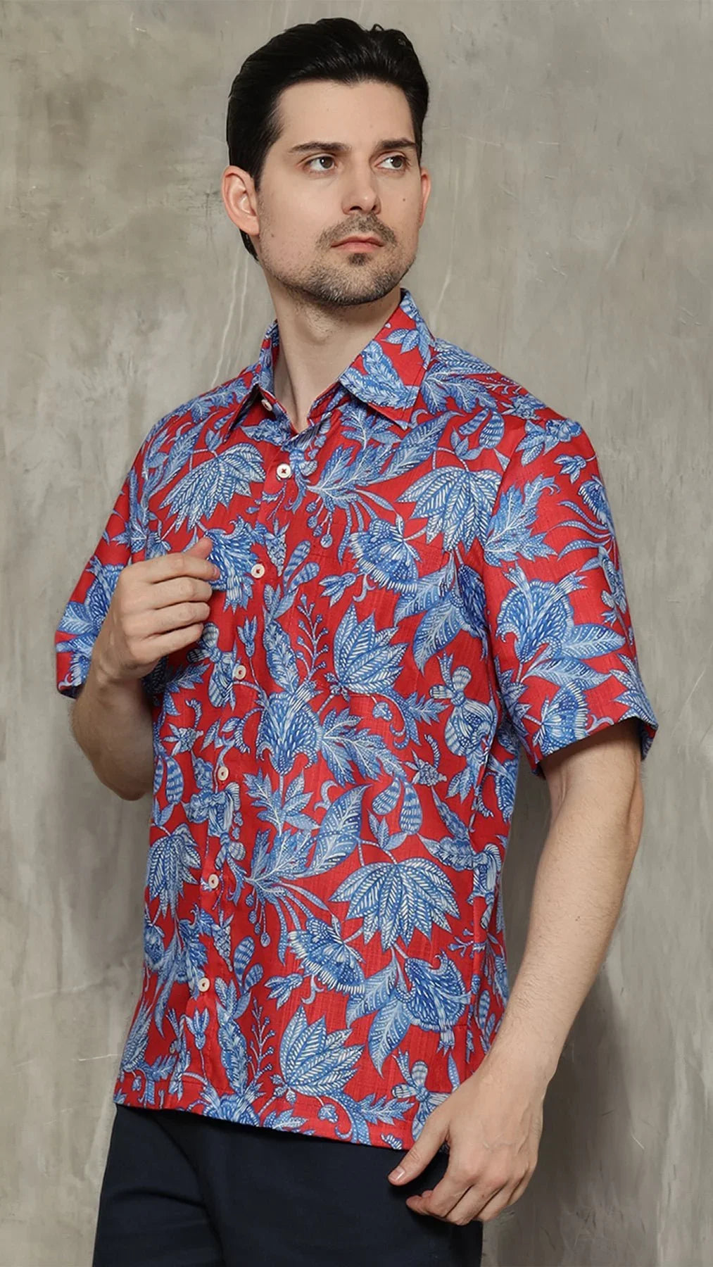 KANZI COLLECTION | Blue Foliage Shirt