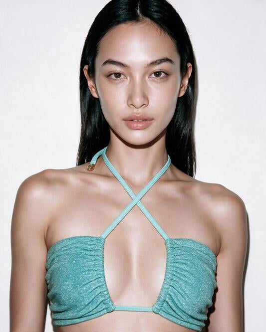 HAI THE LABEL | Summer Bliss | Drawstring Criss-Cross Bandeau Top - Jelly Teal