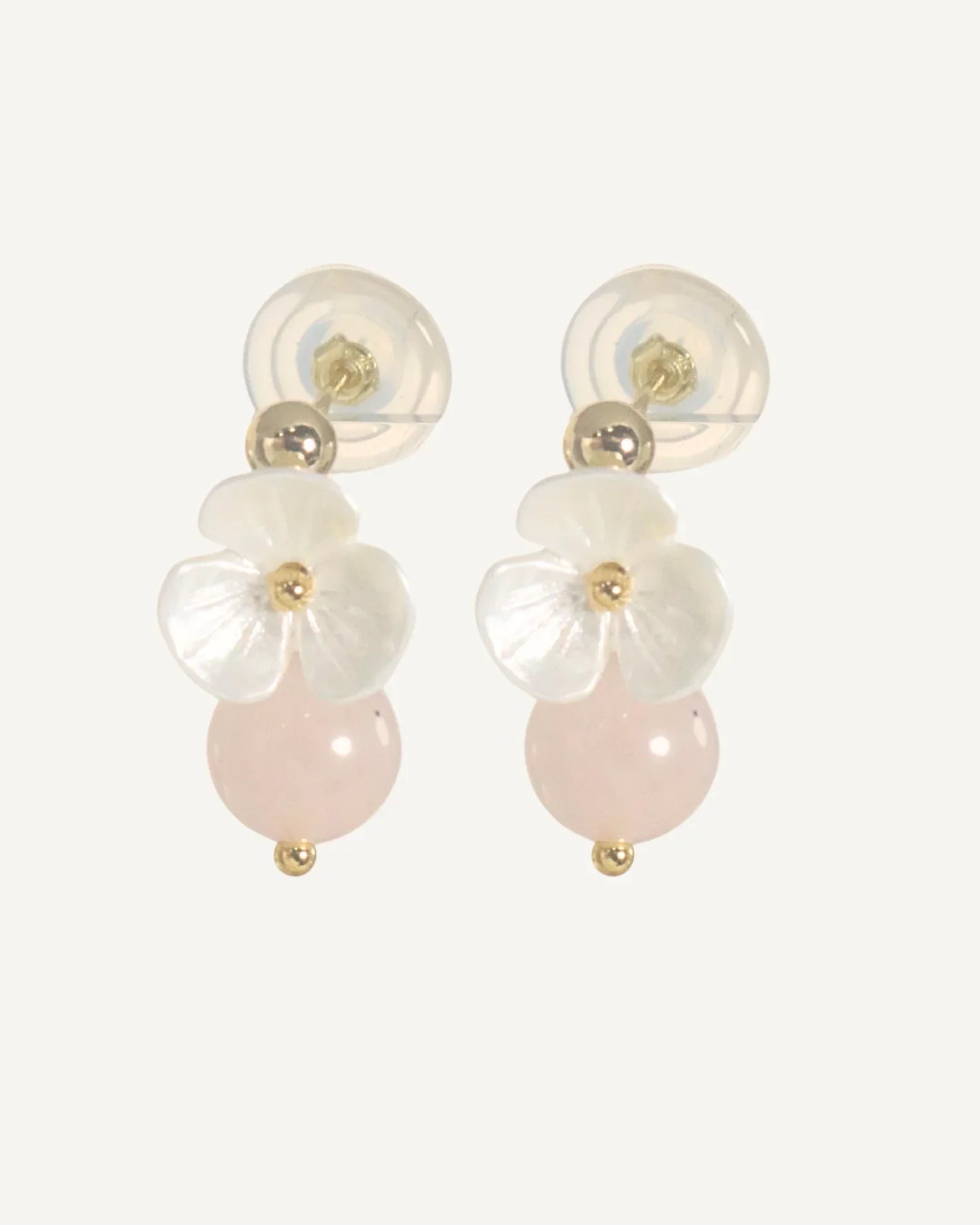 THE ANTECEDANT STORE | E - Floral Series Rose Quarts Earrings