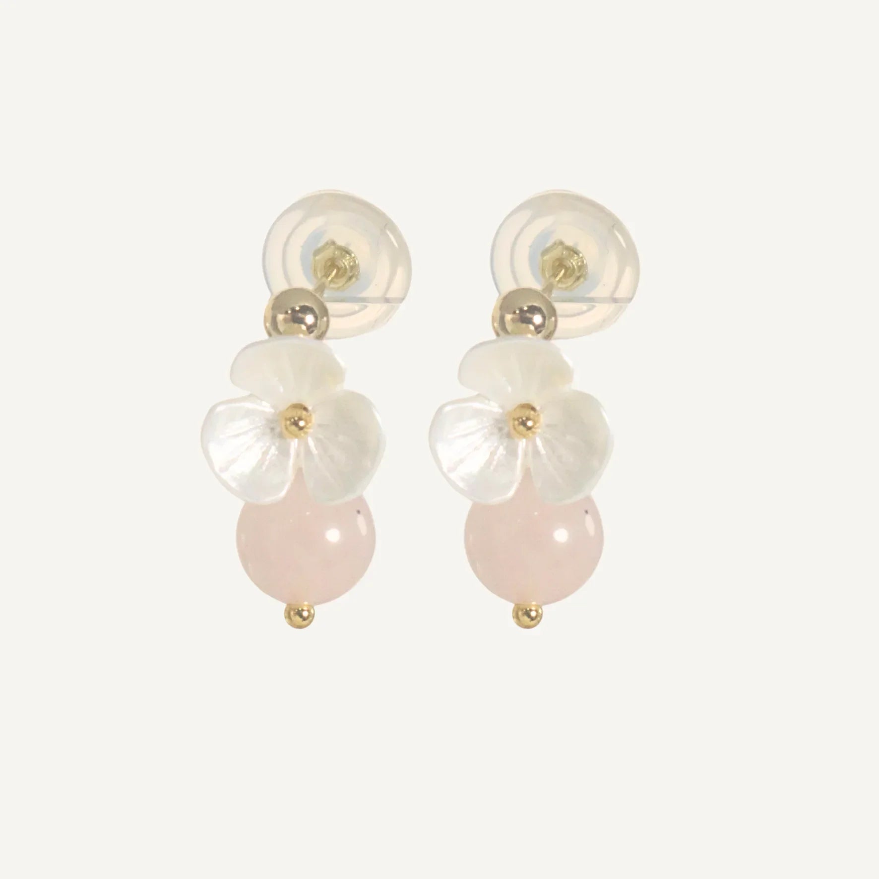 THE ANTECEDANT STORE | E - Floral Series Rose Quarts Earrings