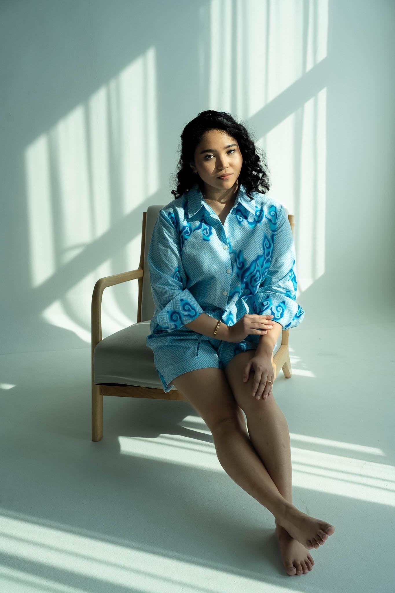 STUDIO GYPSIED | Batik Studio Shirt In Tumbuh Porcelain