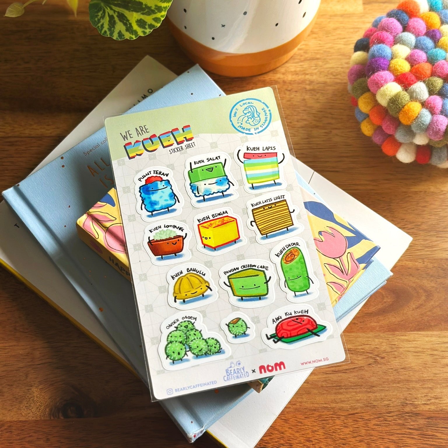 NOM | NOM x BearlyCaffeinated Breakfast Set And Kueh Sticker Sheet