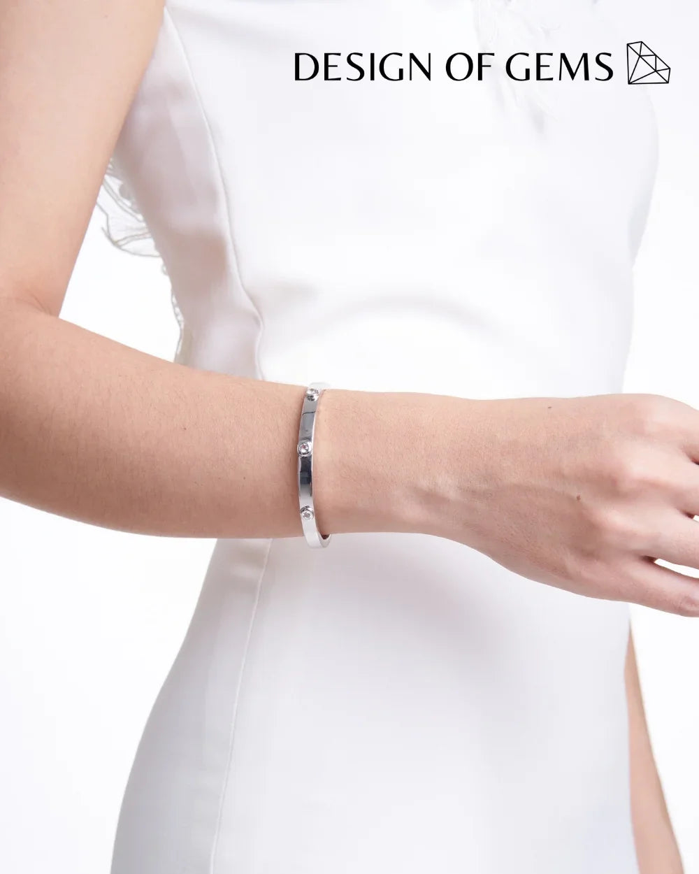 CREATIVE JEWELLERY STUDIO | Burmese White Topaz, Rhodium Plated Silver Cuff by Design of Gems