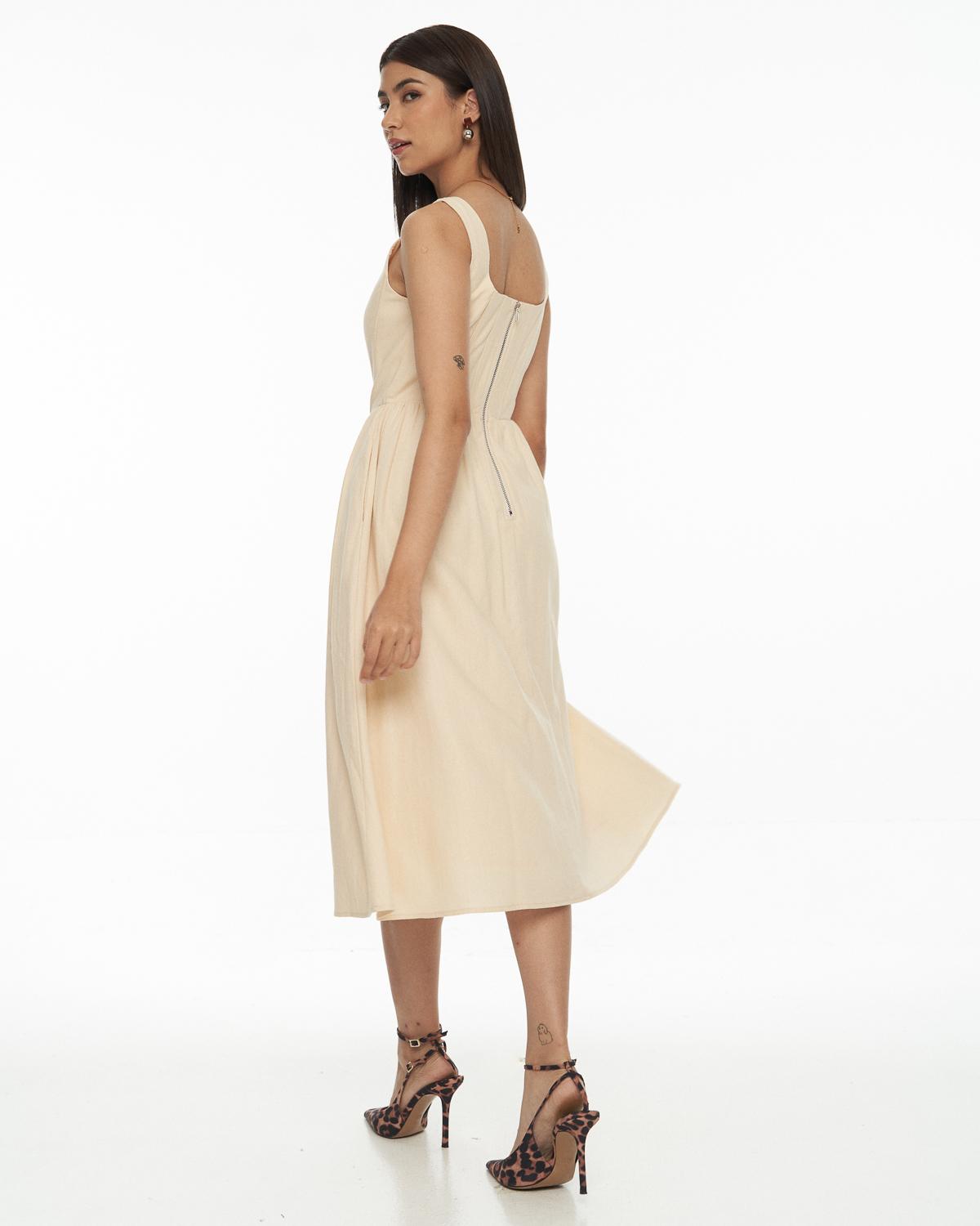 DRESSINGPAULA | Corset Linen Midi Dress