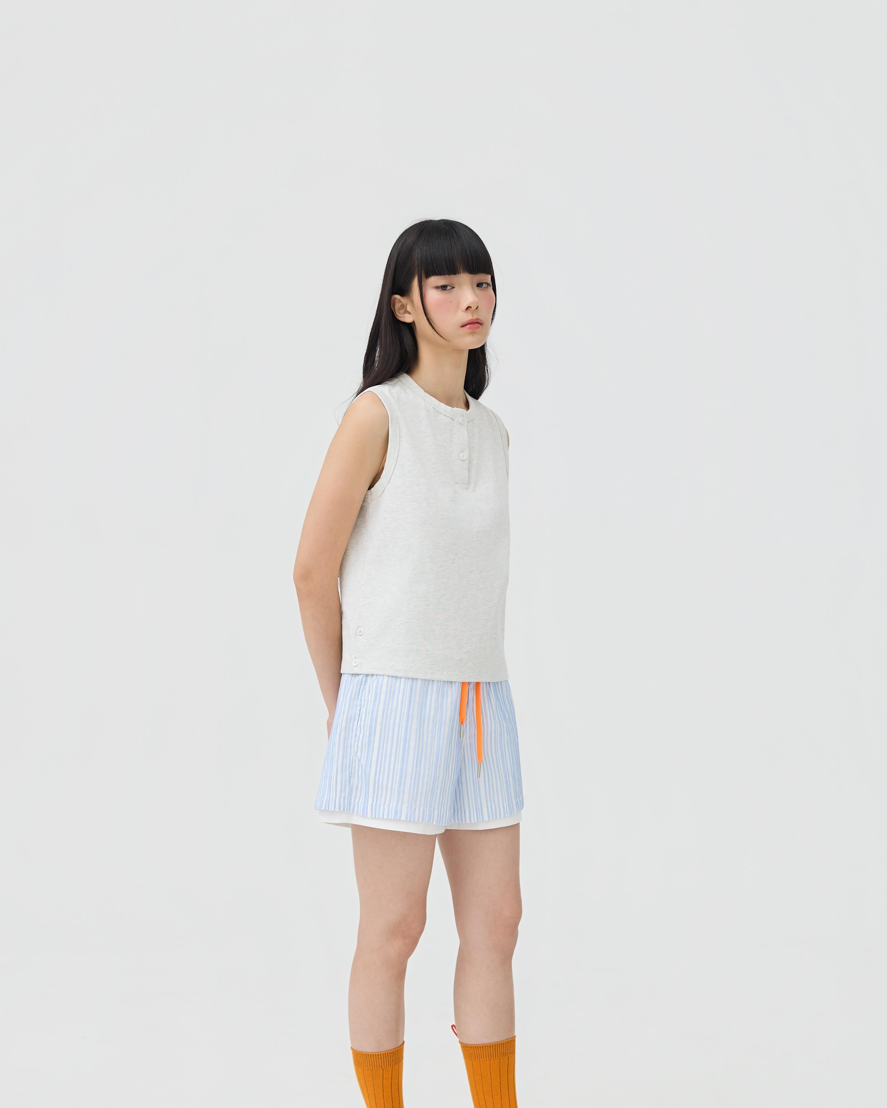 3EIGHTH | Musubi Henley Tank In Grey Marl