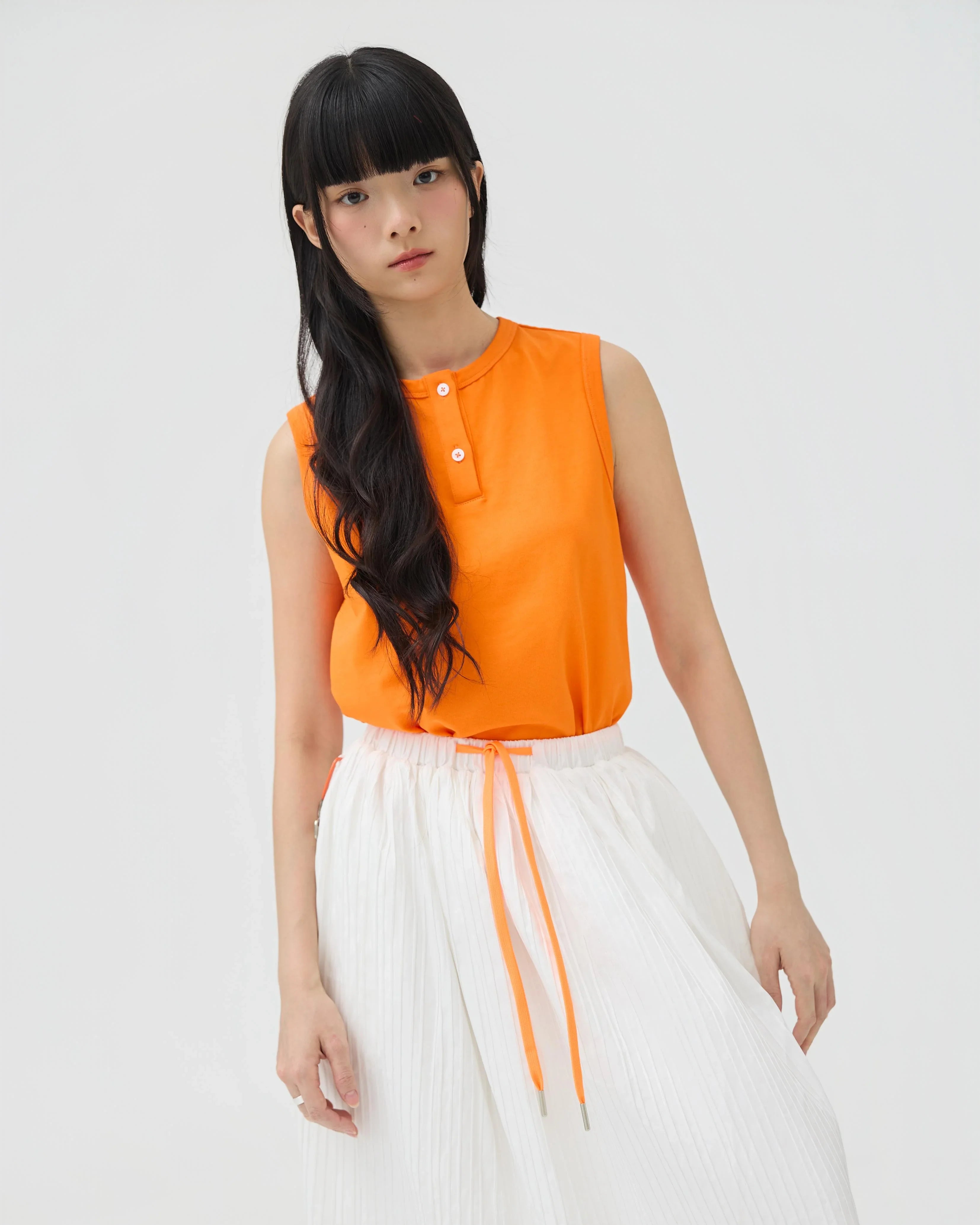 3EIGHTH | Musubi Henley Tank In Orange