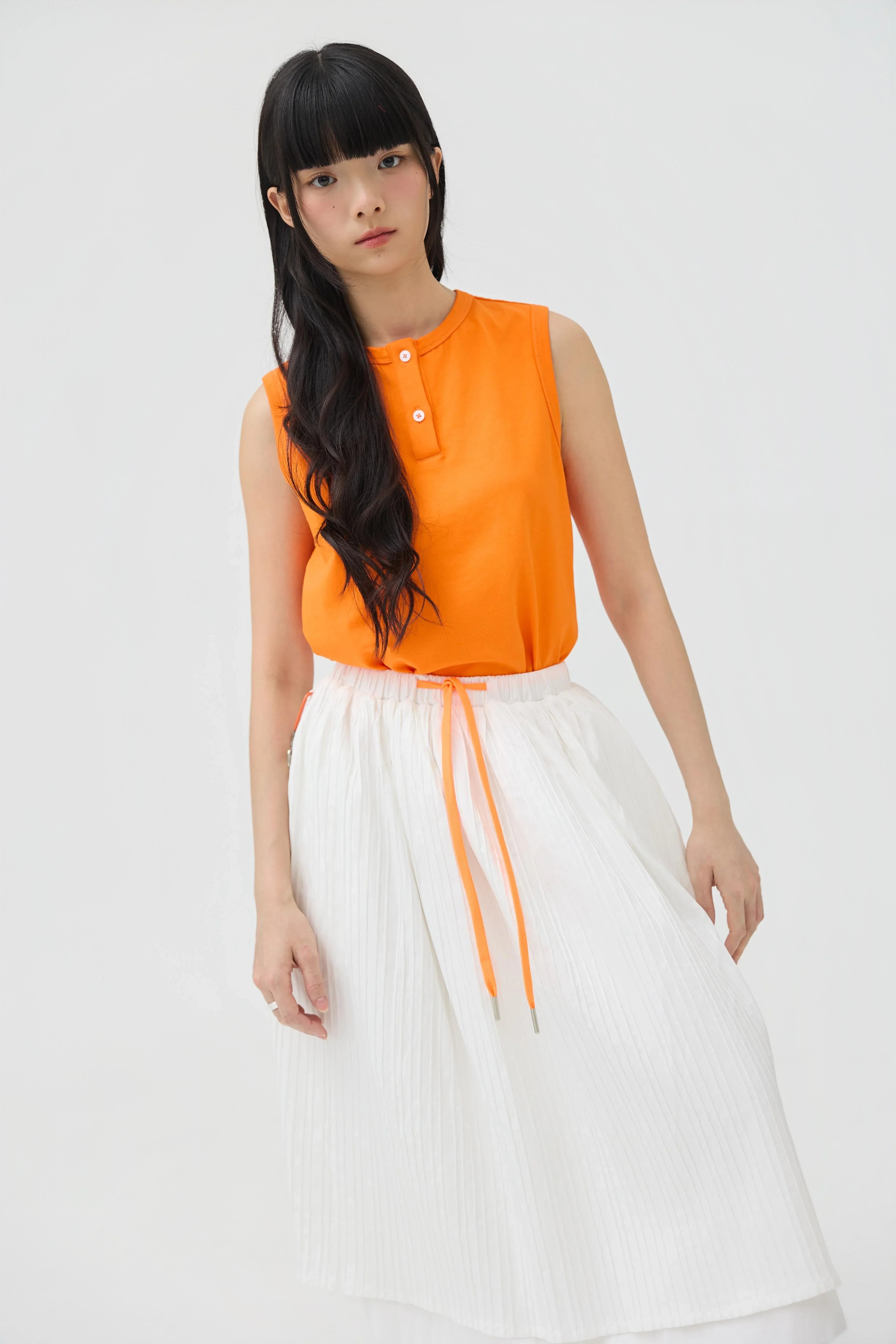 3EIGHTH | Musubi Henley Tank In Orange