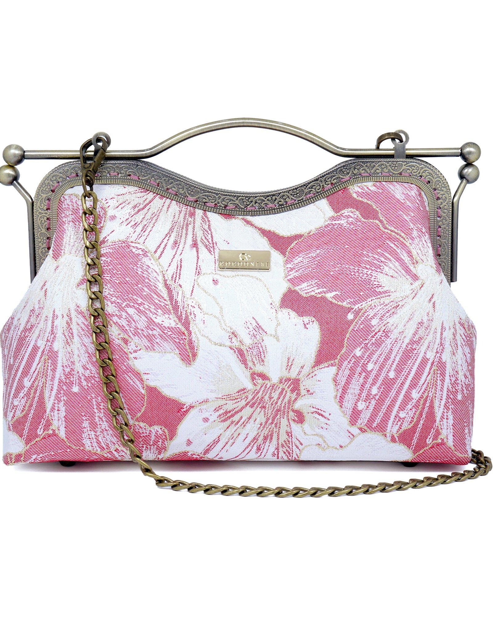 COCOONESE | Dual Lock Metal Handle Bag - Gold Lily